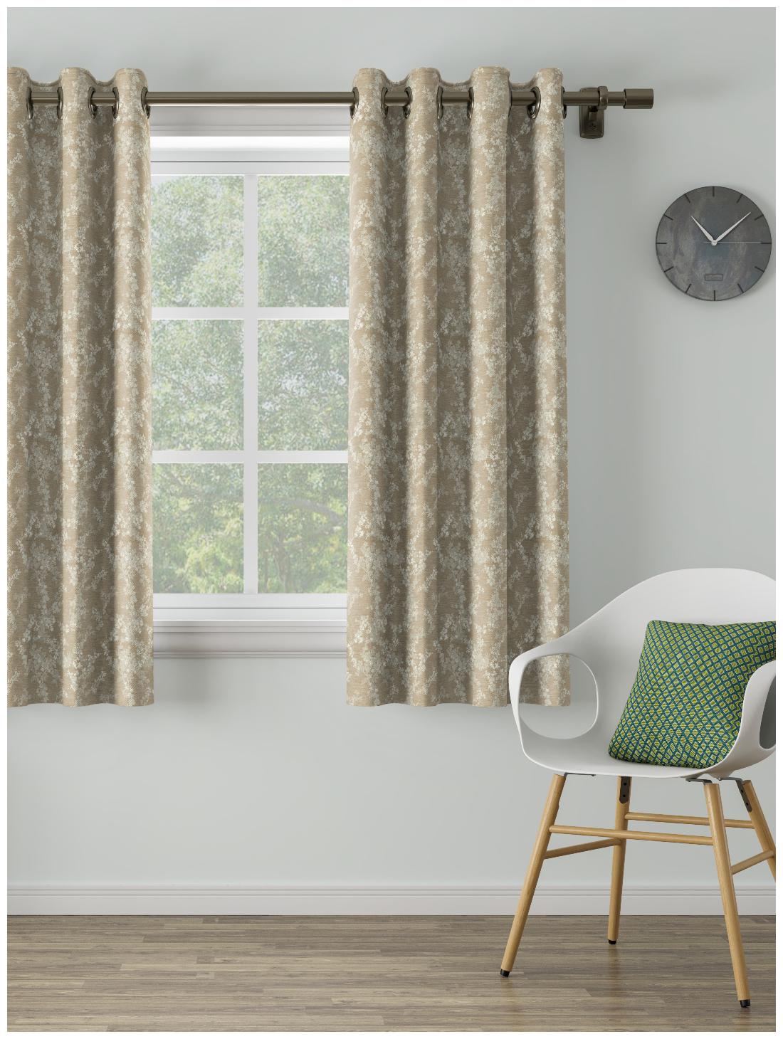 

D Decor Live Beautiful Poly Cotton Window Semi Transparent Beige Regular Curtain ( Eyelet Closure Plain )