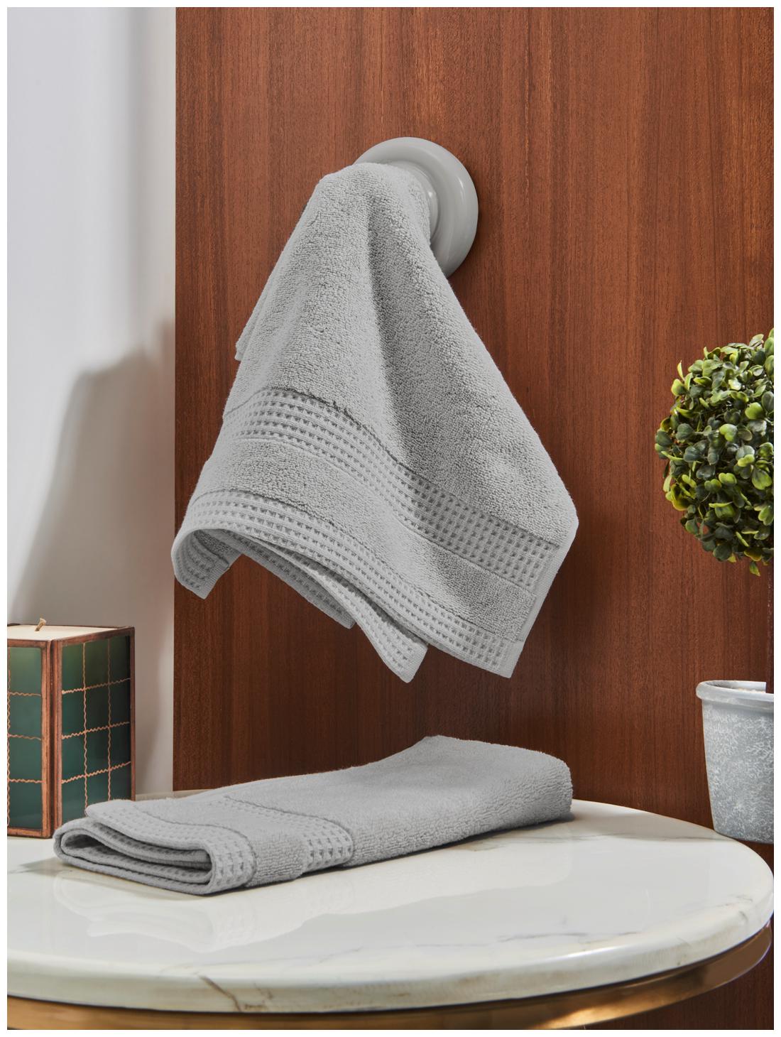 

D Decor Live Beautiful 500 GSM Cotton Hand Towel ( 2 Pieces Grey )