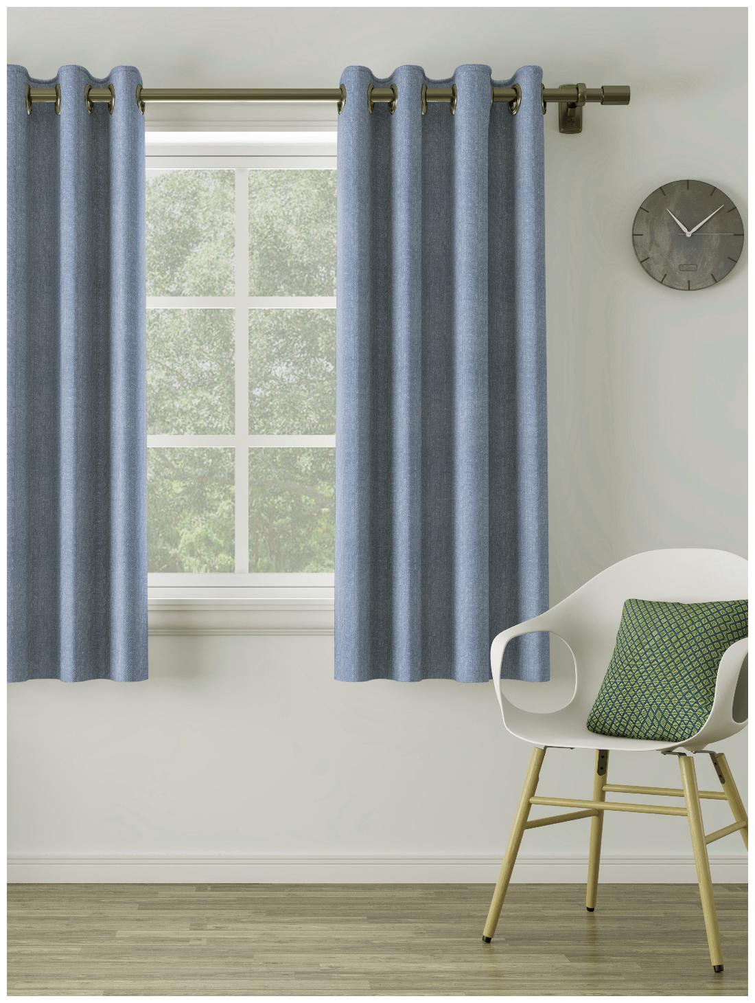 

D Decor Live Beautiful Poly Cotton Window Semi Transparent Blue Regular Curtain ( Eyelet Closure Plain )