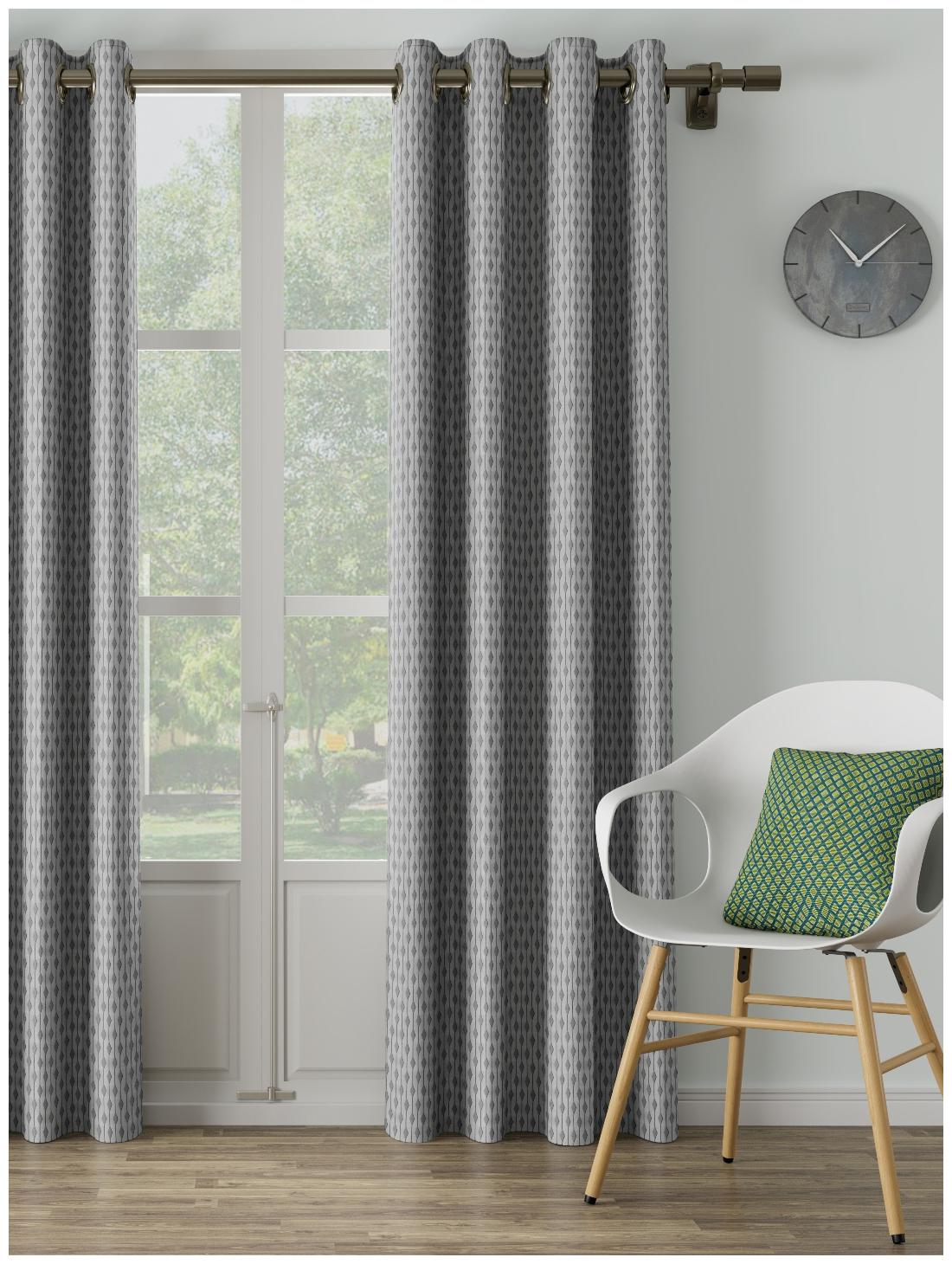 

D Decor Live Beautiful Poly Cotton Door Semi Transparent Silver Regular Curtain ( Eyelet Closure Plain )