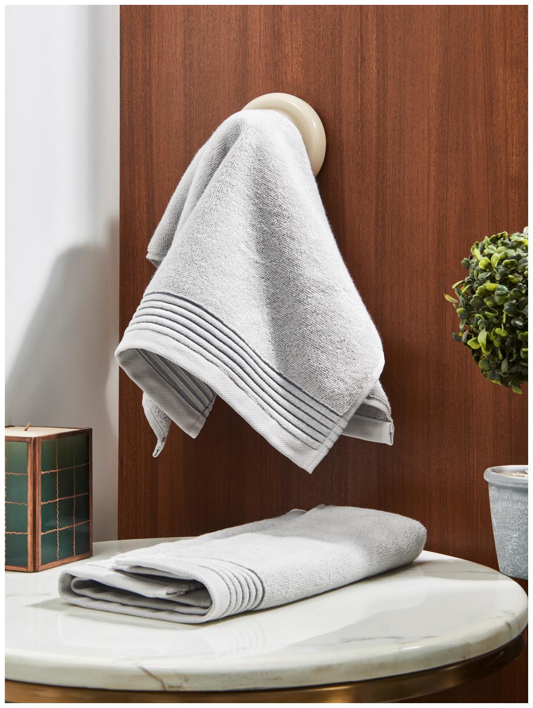 

D Decor Live Beautiful 500 GSM Cotton Hand towel ( 2 pieces Grey )