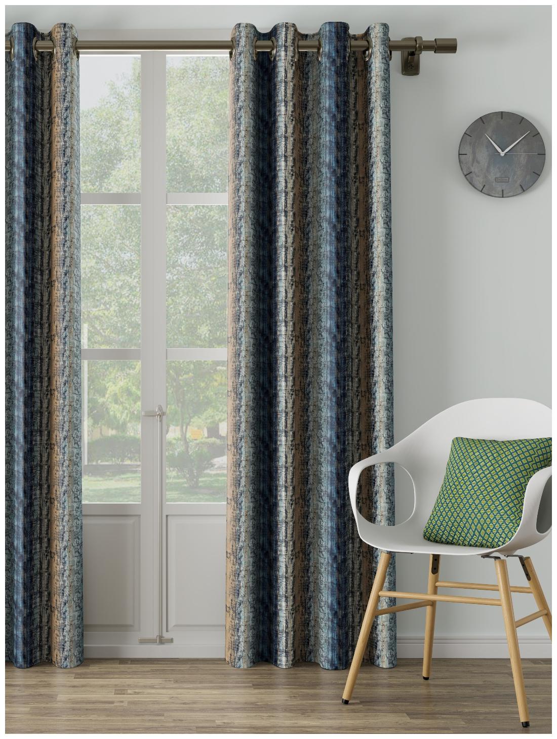 

D Decor Live Beautiful Poly Cotton Door Semi Transparent Blue Regular Curtain ( Eyelet Closure Plain )