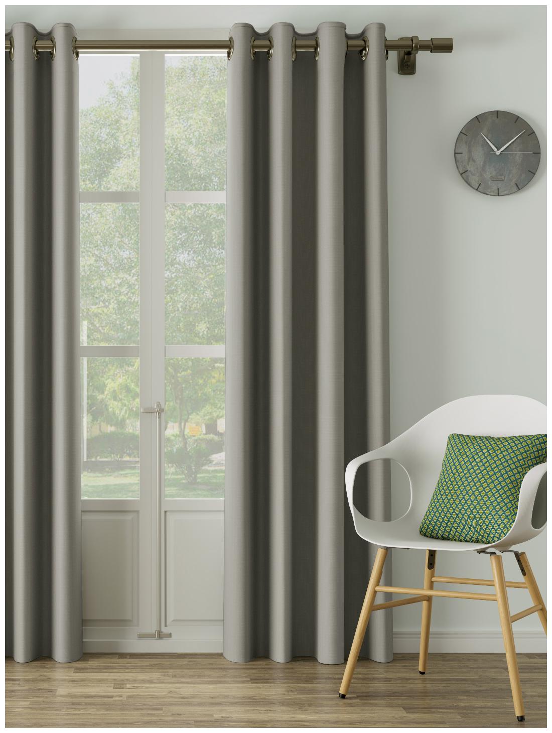 

D Decor Live Beautiful Poly Cotton Long Door Semi Transparent Silver Regular Curtain ( Eyelet Closure Plain )