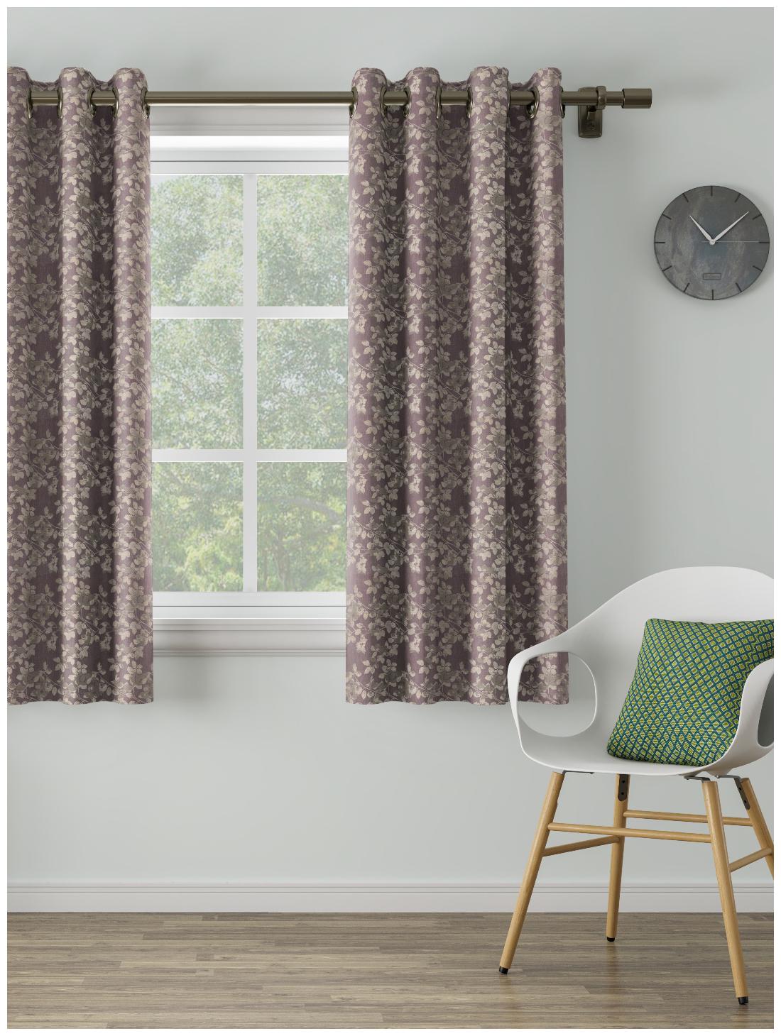 

D Decor Live Beautiful Poly Cotton Window Semi Transparent Purple Regular Curtain ( Eyelet Closure Plain )