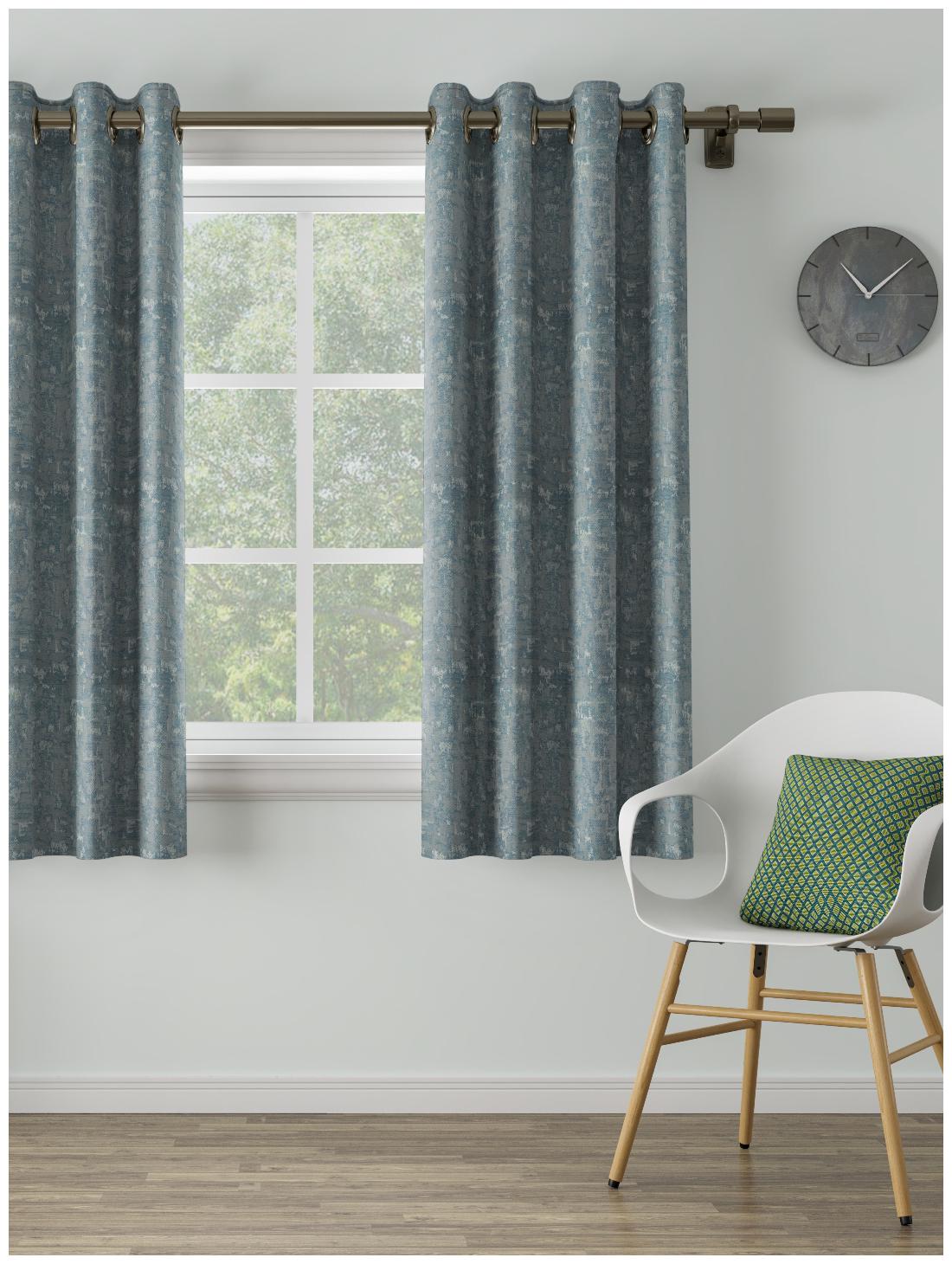 

D Decor Live Beautiful Poly Cotton Window Semi Transparent Blue Regular Curtain ( Eyelet Closure Plain )