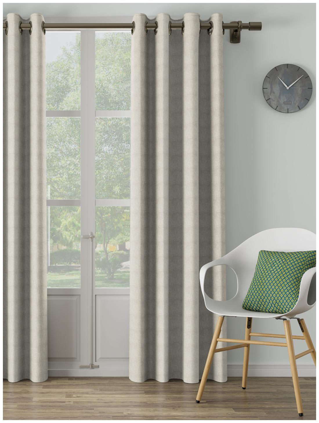 

D Decor Live Beautiful Poly Cotton Long Door Semi Transparent White Regular Curtain ( Eyelet Closure Plain )