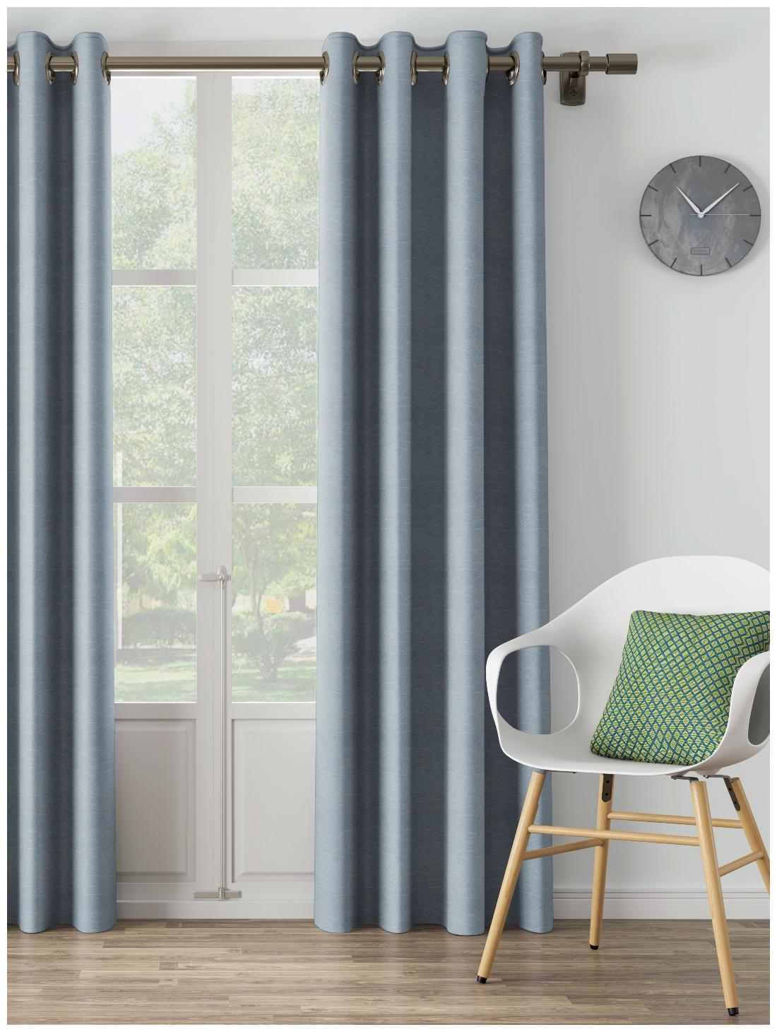 

D Decor Live Beautiful Poly Cotton Door Semi Transparent Blue Regular Curtain ( Eyelet Closure Plain )