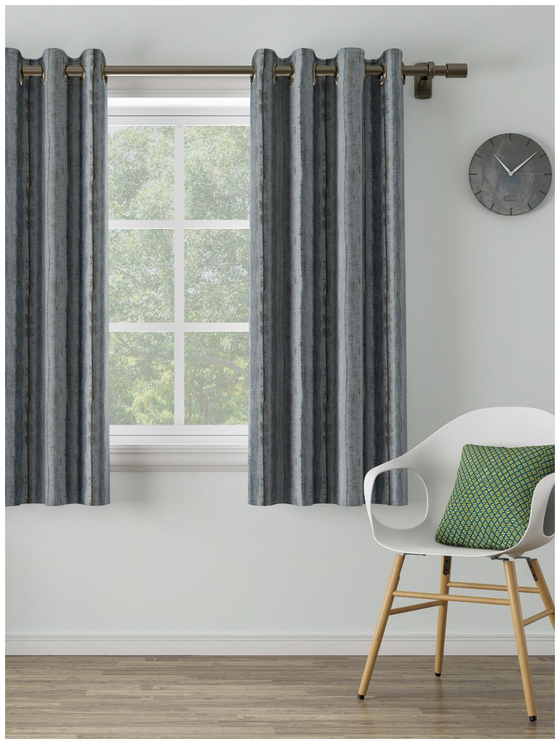 

D Decor Live Beautiful Poly Cotton Window Semi Transparent Blue Regular Curtain ( Eyelet Closure Plain )