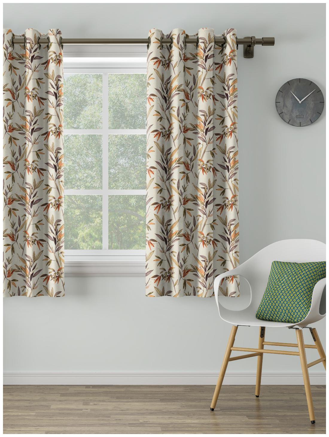 

D Decor Live Beautiful Poly Cotton Window Semi Transparent Gold Regular Curtain ( Eyelet Closure Plain )