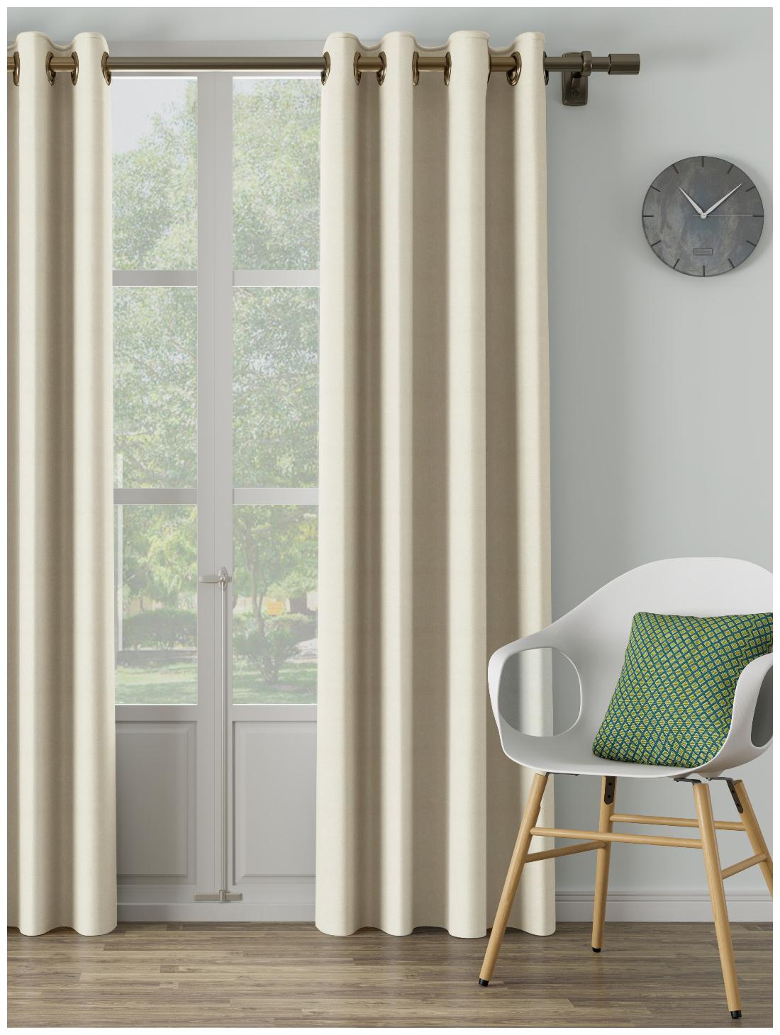 

D Decor Live Beautiful Poly Cotton Long Door Semi Transparent Beige Regular Curtain ( Eyelet Closure Plain )