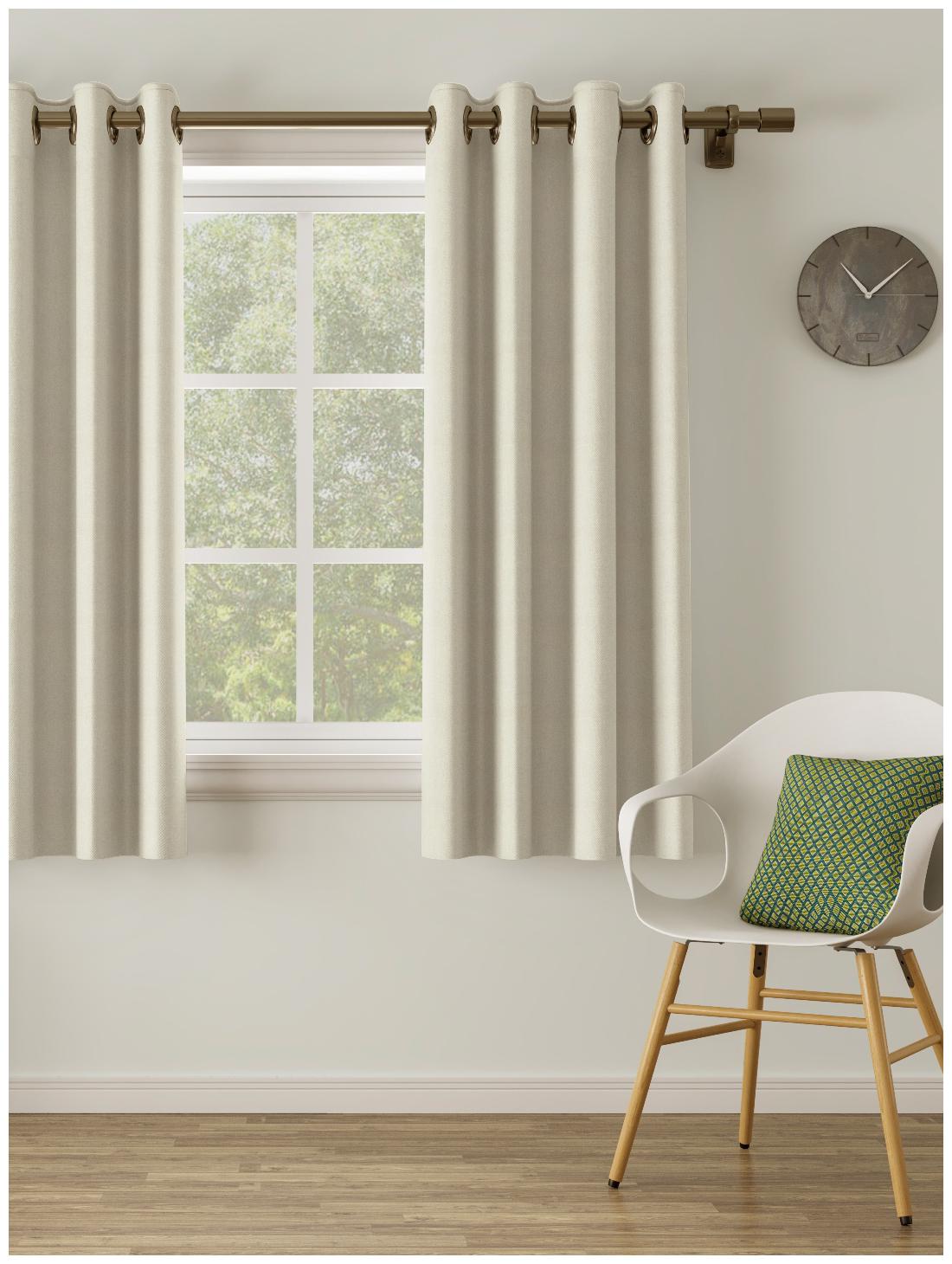 

D Decor Live Beautiful Poly Cotton Window Semi Transparent Beige Regular Curtain ( Eyelet Closure Plain )