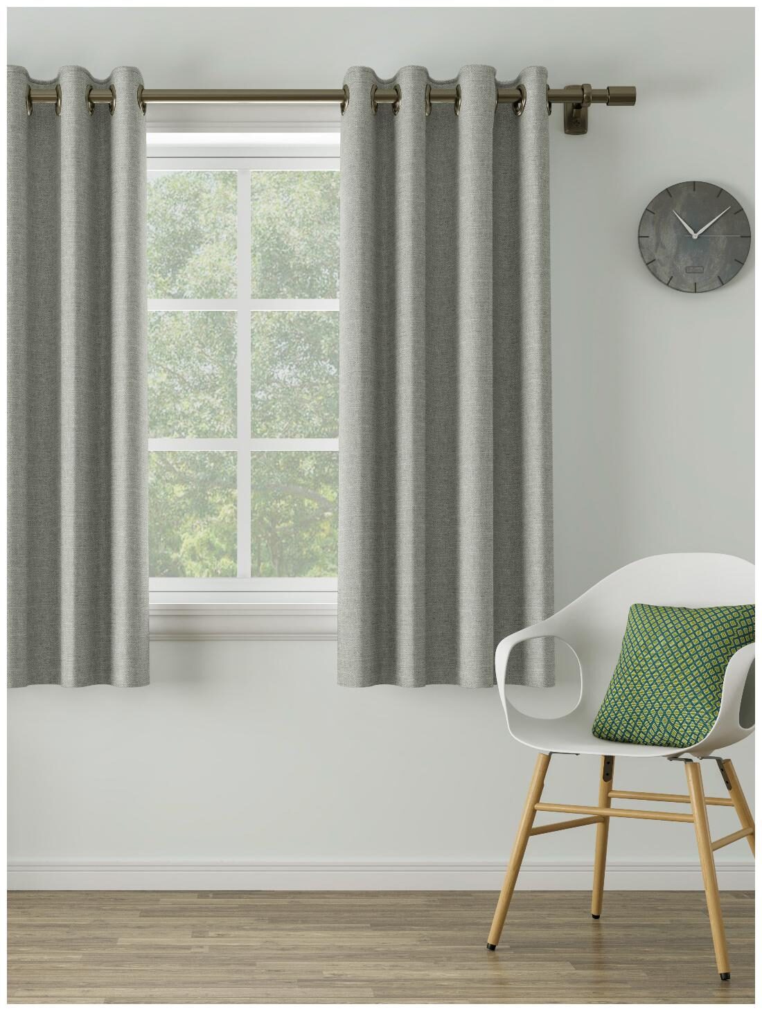 

D Decor Live Beautiful Poly Cotton Window Semi Transparent Grey Regular Curtain ( Eyelet Closure Plain )