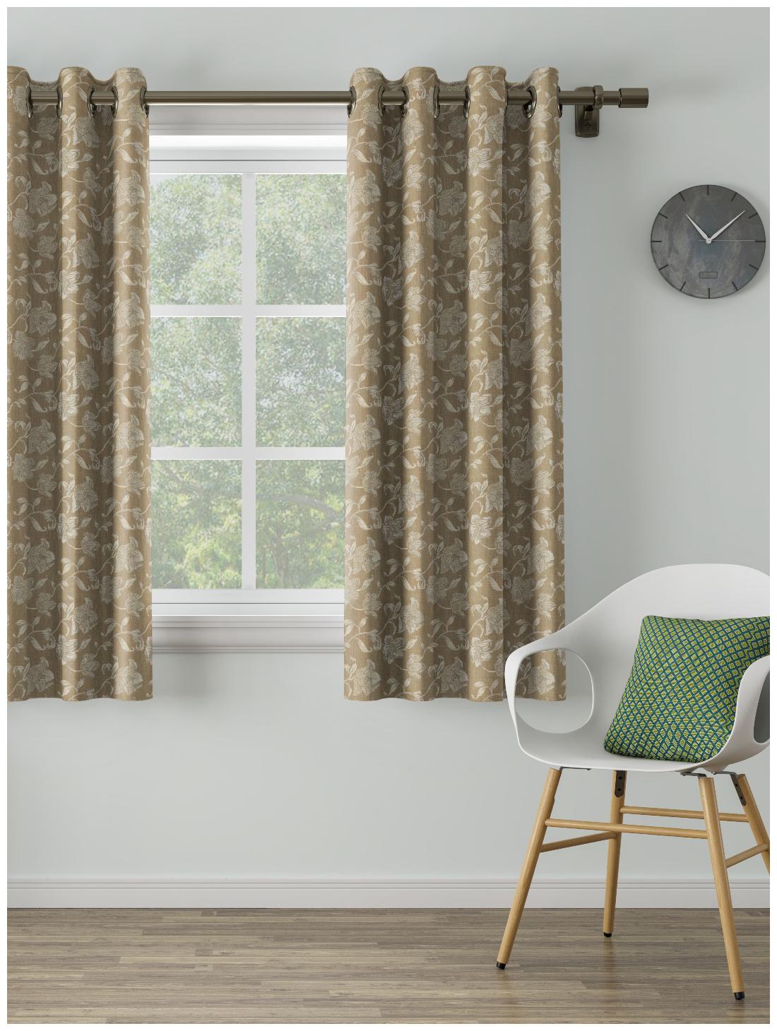 

D Decor Live Beautiful Poly Cotton Window Semi Transparent Beige Regular Curtain ( Eyelet Closure Plain )