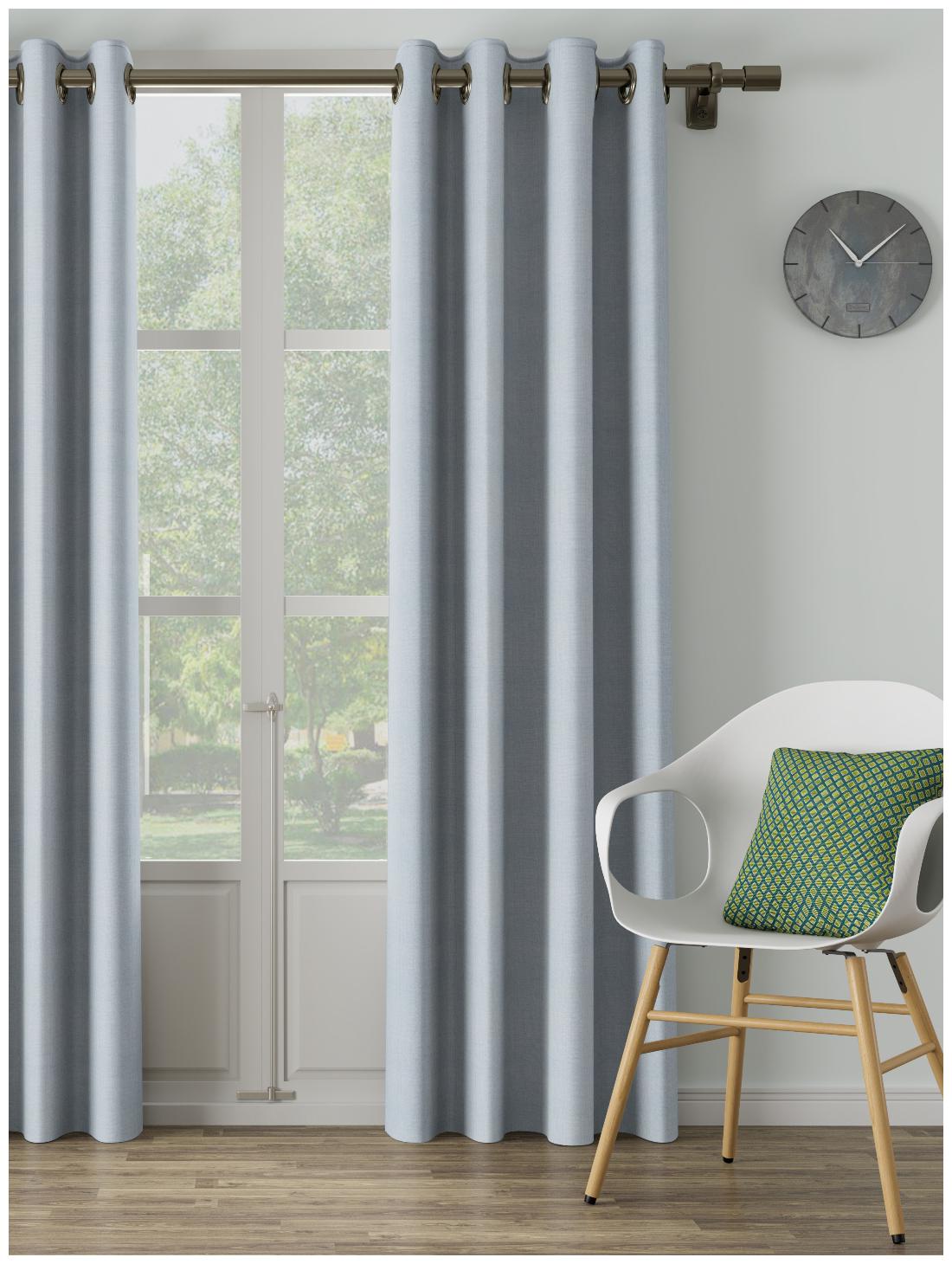 

D Decor Live Beautiful Poly Cotton Long Door Semi Transparent Blue Regular Curtain ( Eyelet Closure Plain )