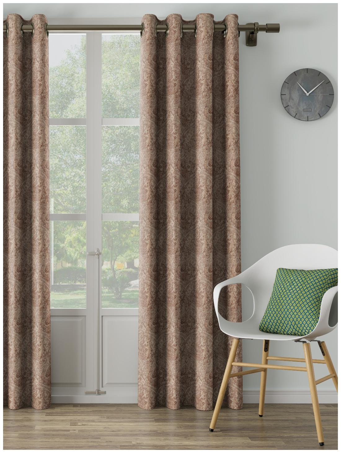 

D Decor Live Beautiful Poly Cotton Door Semi Transparent Brown Regular Curtain ( Eyelet Closure Plain )