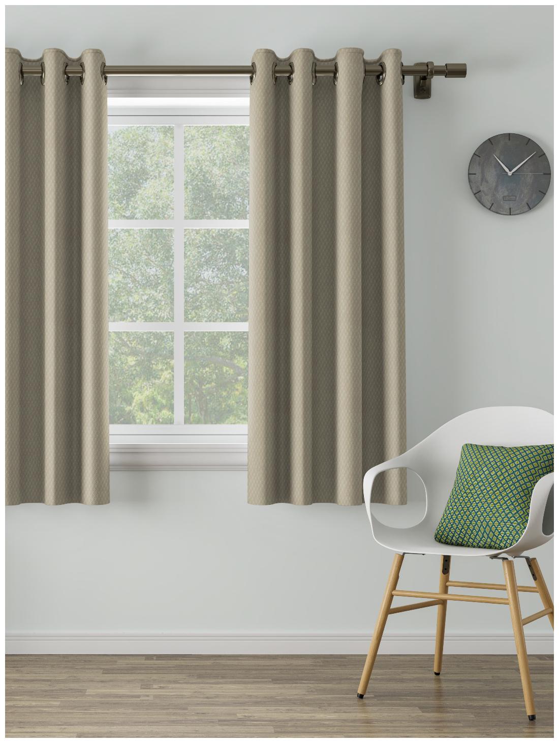 

D Decor Live Beautiful Poly Cotton Window Semi Transparent Beige Regular Curtain ( Eyelet Closure Plain )