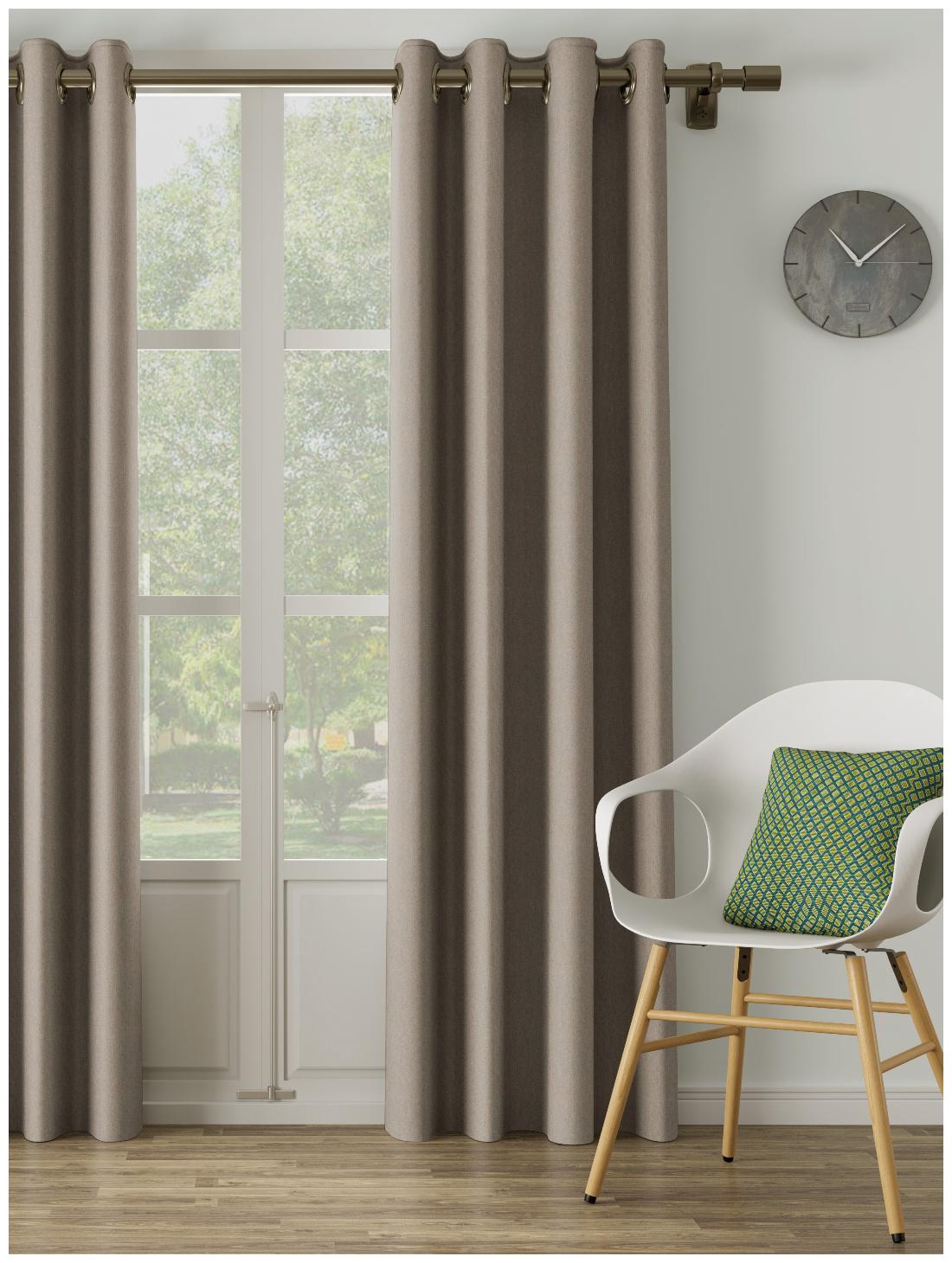 

D Decor Live Beautiful Poly Cotton Long Door Semi Transparent Grey Regular Curtain ( Eyelet Closure Plain )