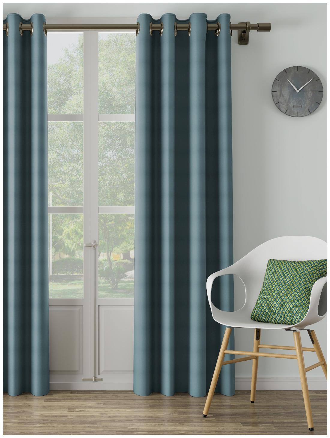 

D Decor Live Beautiful Poly Cotton Door Semi Transparent Turquoise Regular Curtain ( Eyelet Closure Plain )