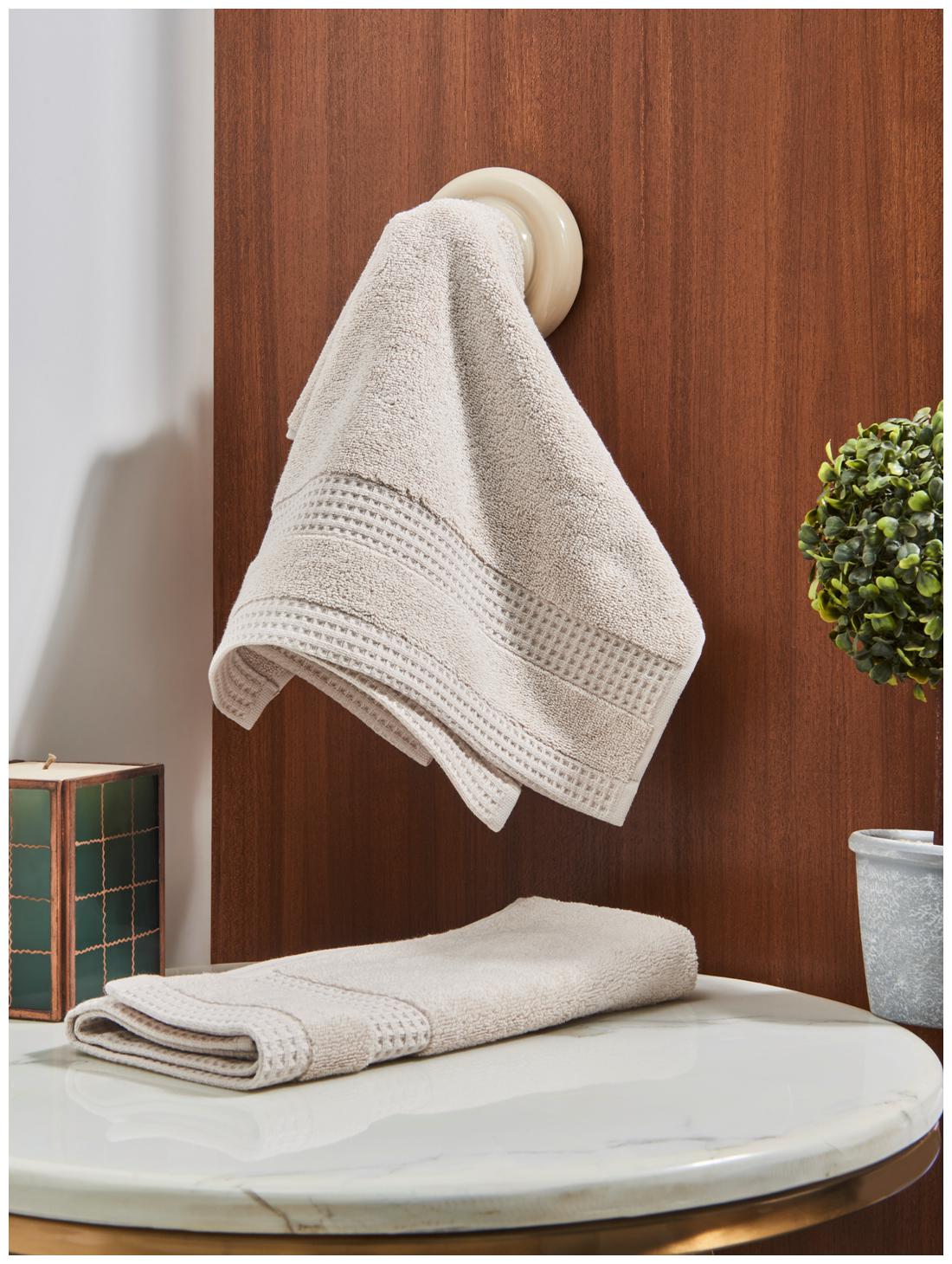

D Decor Live Beautiful 500 GSM Cotton Hand Towel ( 2 Pieces Beige )