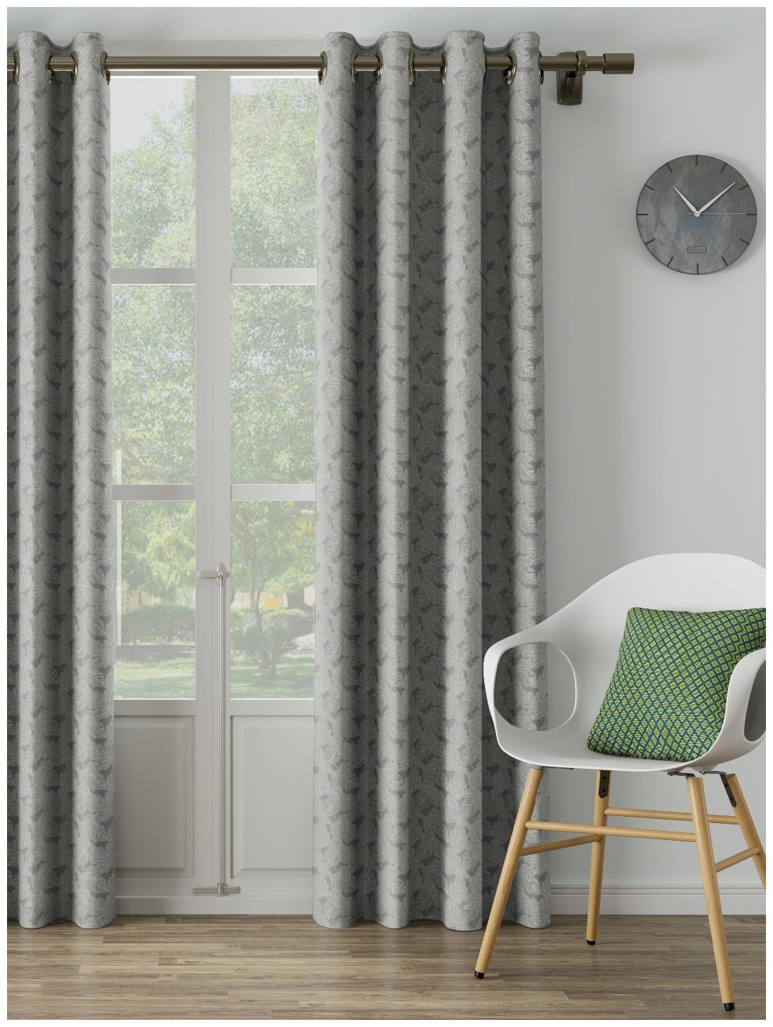 

D Decor Live Beautiful Poly Cotton Door Semi Transparent Grey Regular Curtain ( Eyelet Closure Plain )