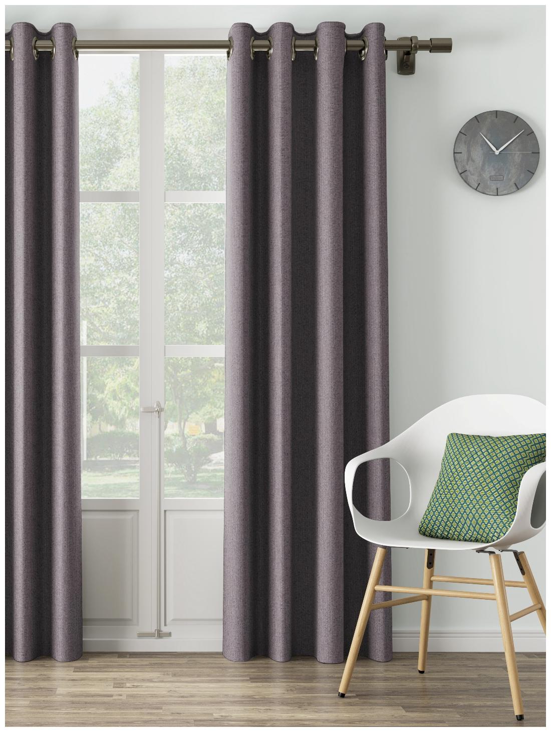 

D Decor Live Beautiful Poly Cotton Door Semi Transparent Purple Regular Curtain ( Eyelet Closure Plain )