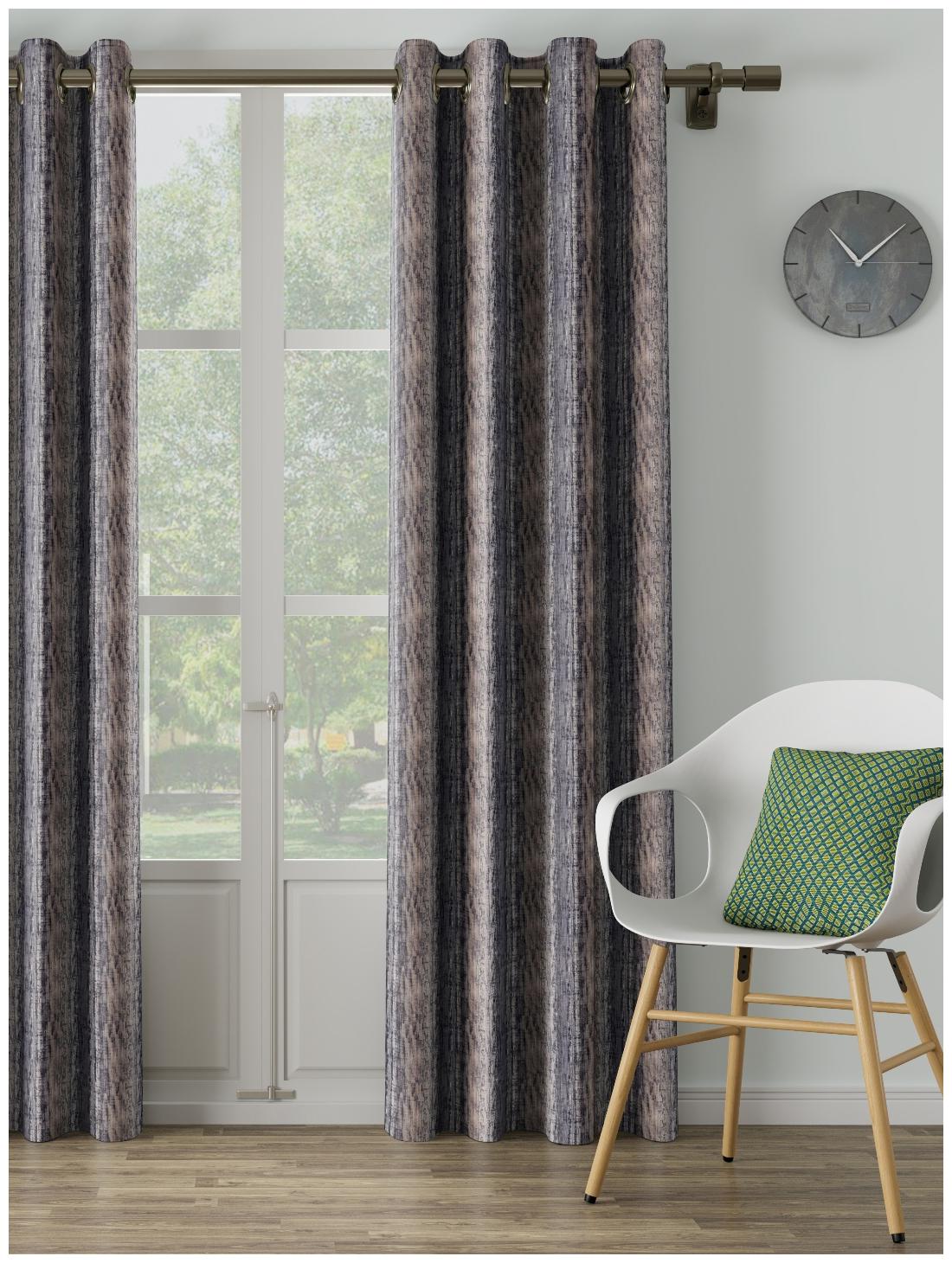 

D Decor Live Beautiful Poly Cotton Door Semi Transparent Grey Regular Curtain ( Eyelet Closure Plain )
