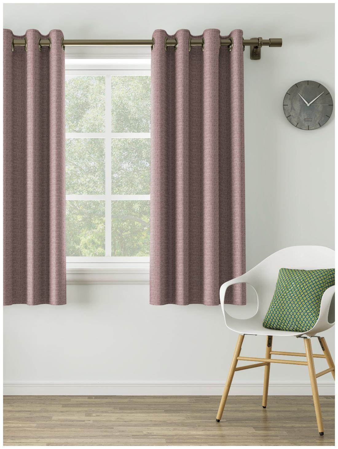 

D Decor Live Beautiful Poly Cotton Window Semi Transparent Pink Regular Curtain ( Eyelet Closure Plain )