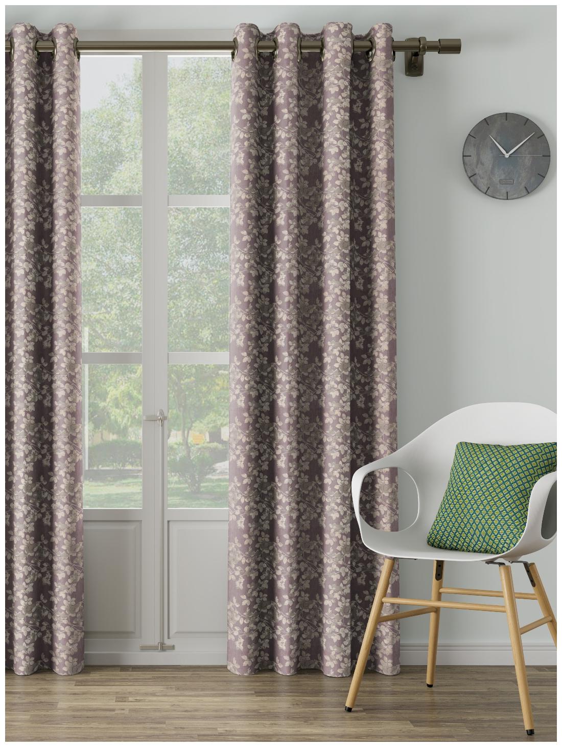 

D Decor Live Beautiful Poly Cotton Door Semi Transparent Purple Regular Curtain ( Eyelet Closure Plain )