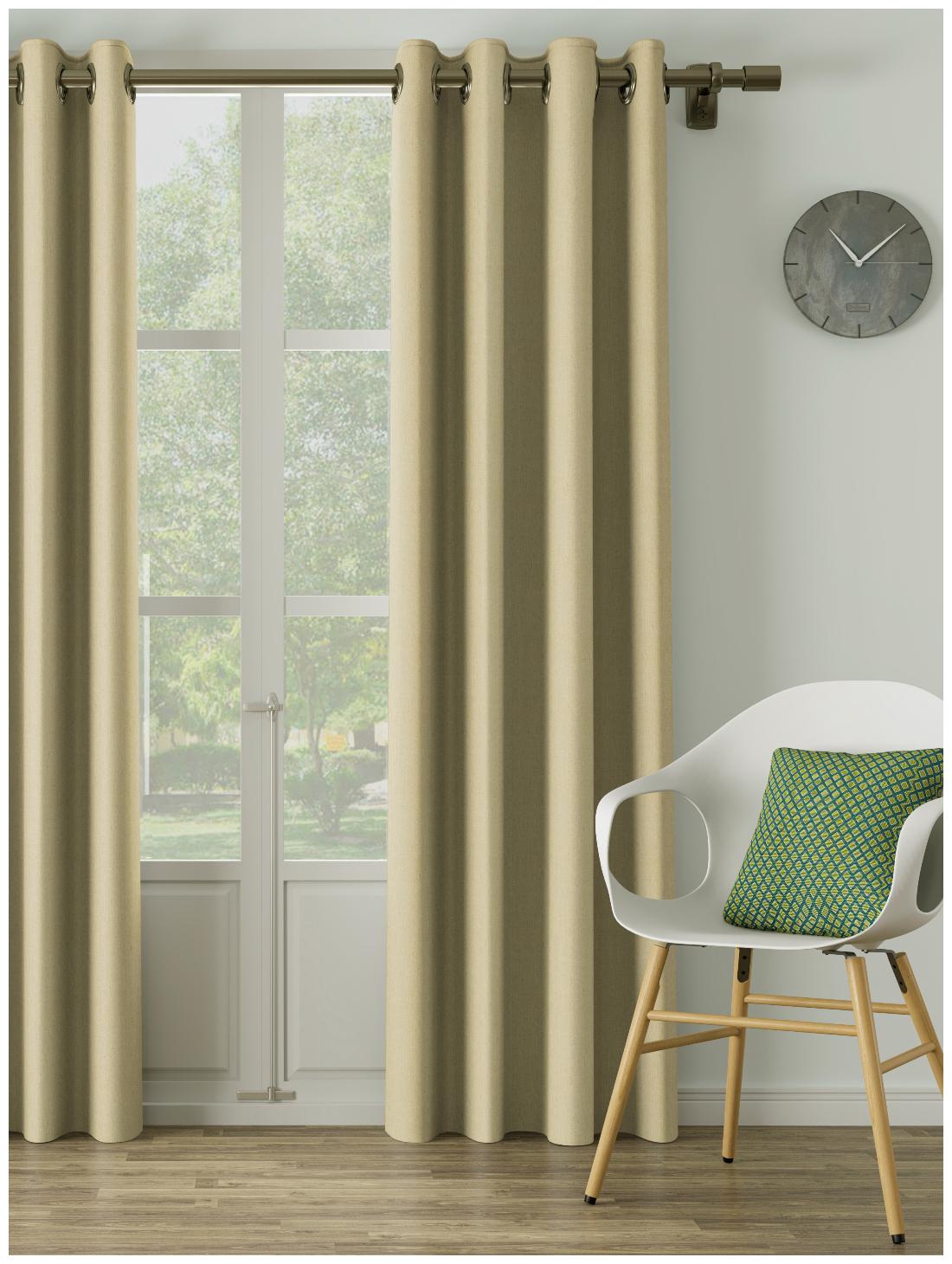 

D Decor Live Beautiful Poly Cotton Long Door Semi Transparent Beige Regular Curtain ( Eyelet Closure Plain )