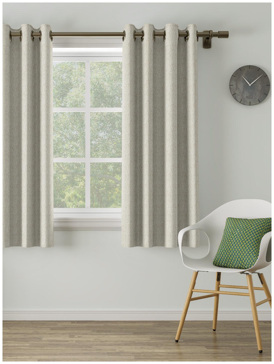 

D Decor Live Beautiful Poly Cotton Window Semi Transparent Beige Regular Curtain ( Eyelet Closure Plain )