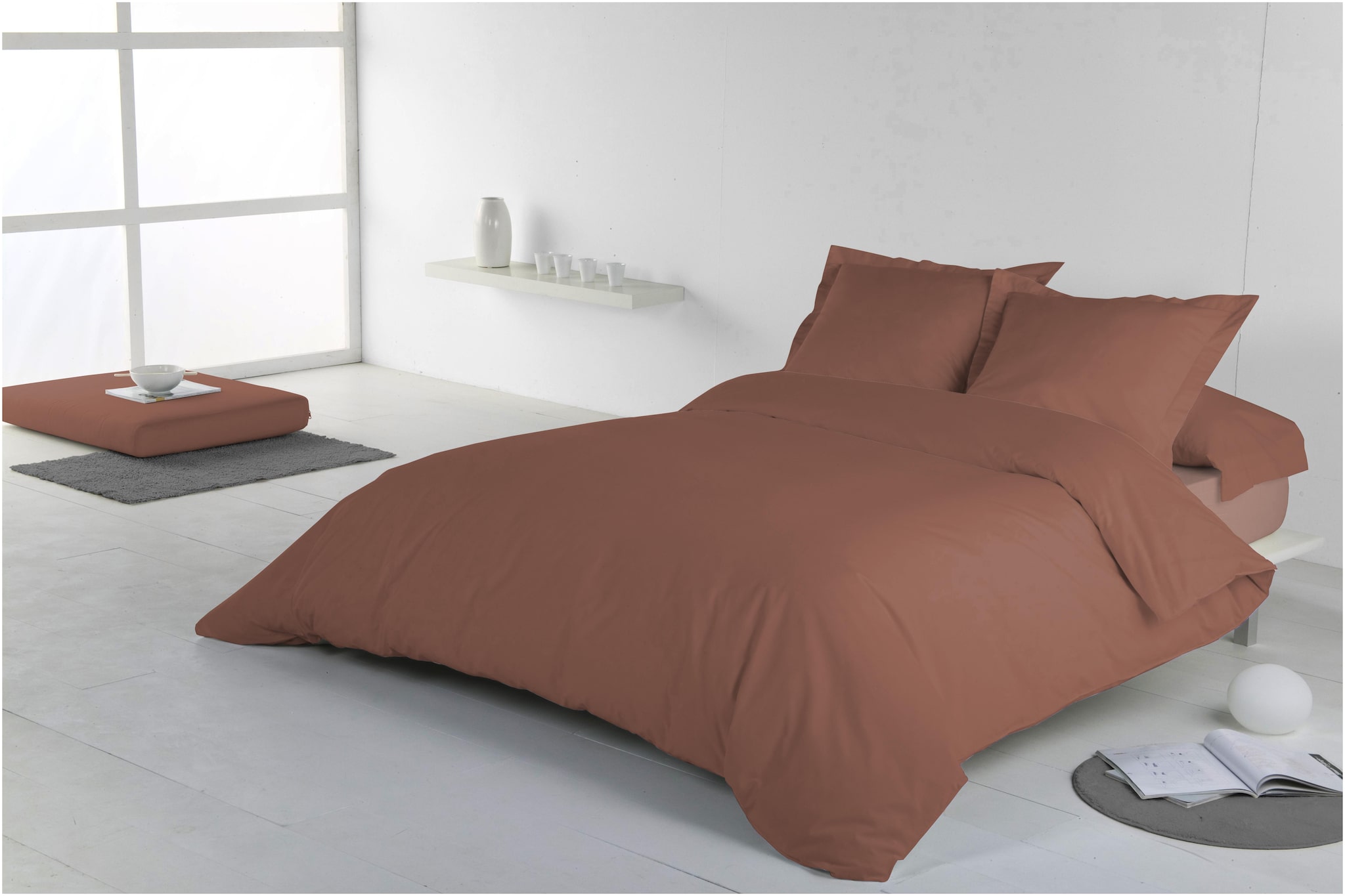 

D Decor Live Beautiful Cotton Solid King Size Bedsheet 210 TC ( 1 Bedsheet With 2 Pillow Covers Brown )
