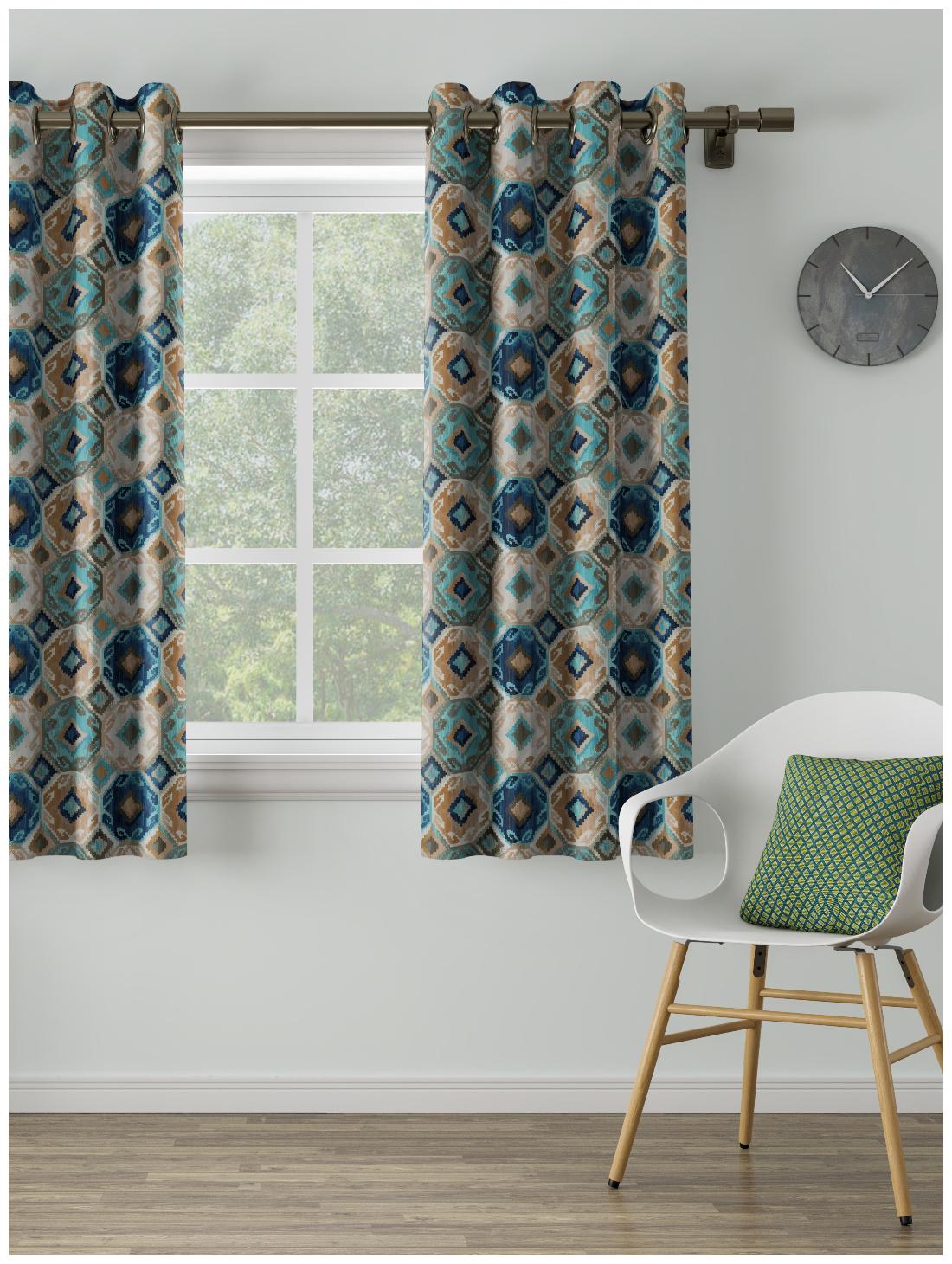

D Decor Live Beautiful Poly Cotton Window Semi Transparent Blue Regular Curtain ( Eyelet Closure Plain )