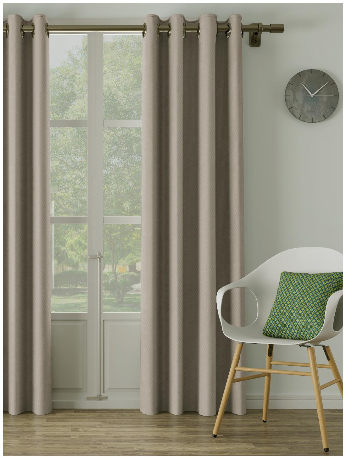 

D Decor Live Beautiful Poly Cotton Long Door Semi Transparent Beige Regular Curtain ( Eyelet Closure Plain )