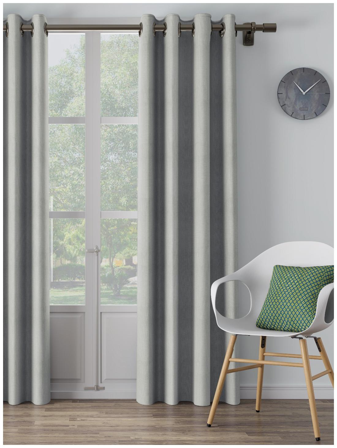 

D Decor Live Beautiful Poly Cotton Door Semi Transparent Grey Regular Curtain ( Eyelet Closure Plain )