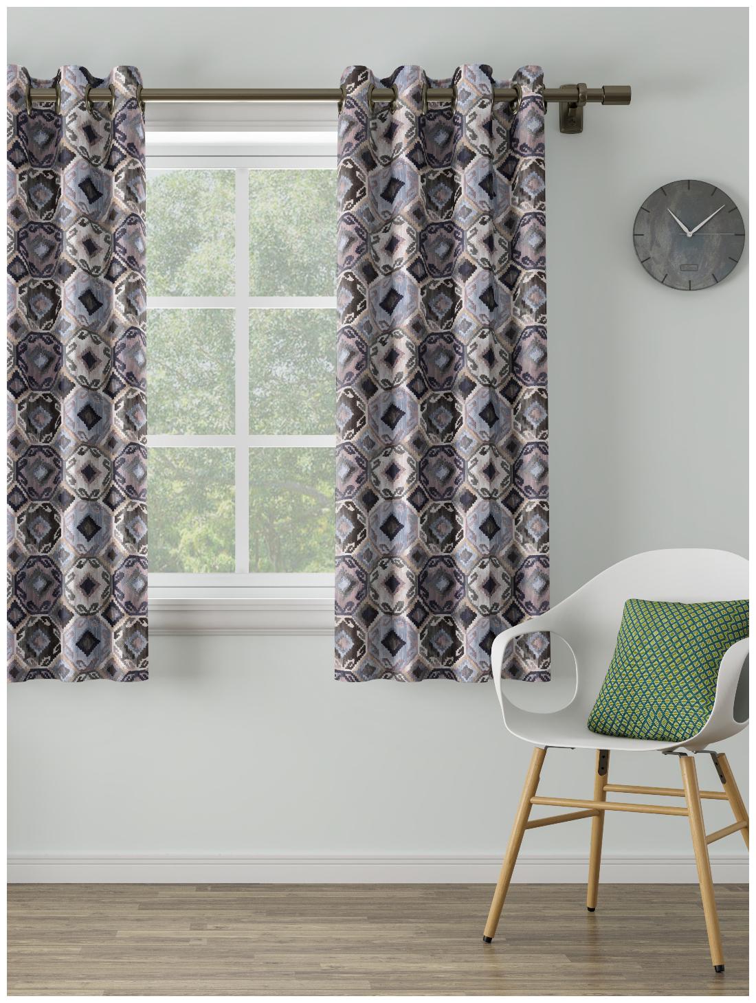 

D Decor Live Beautiful Poly Cotton Window Semi Transparent Grey Regular Curtain ( Eyelet Closure Plain )