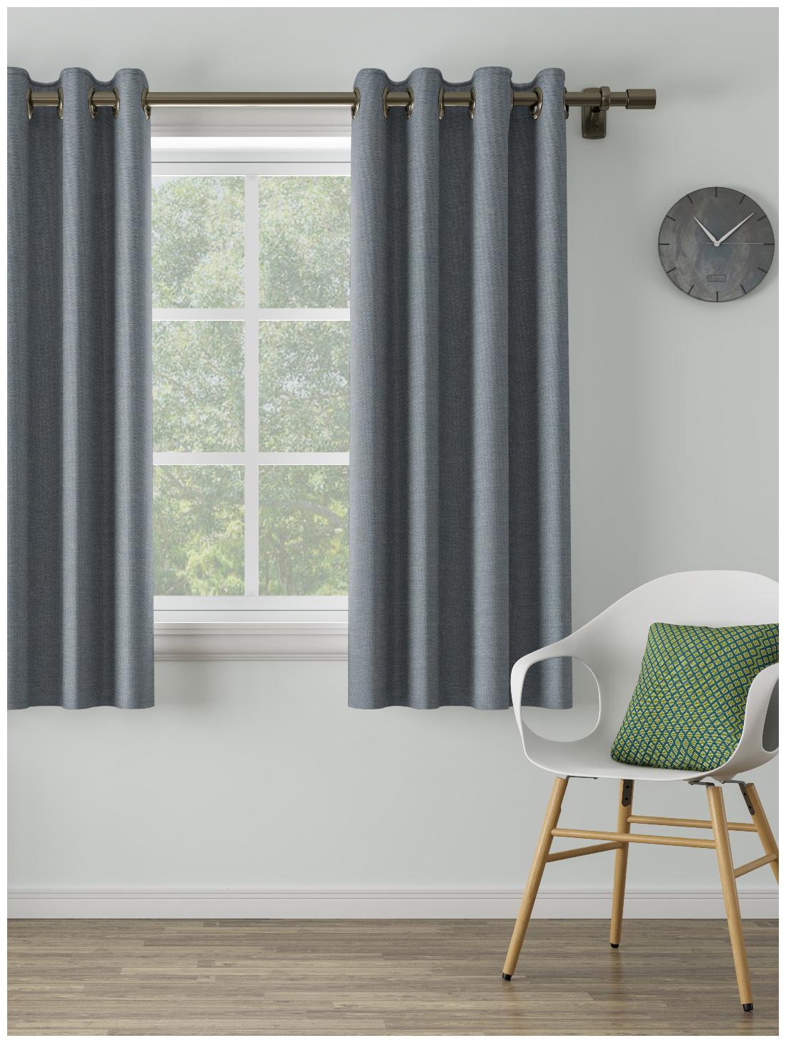 

D Decor Live Beautiful Poly Cotton Window Semi Transparent Grey Regular Curtain ( Eyelet Closure Plain )