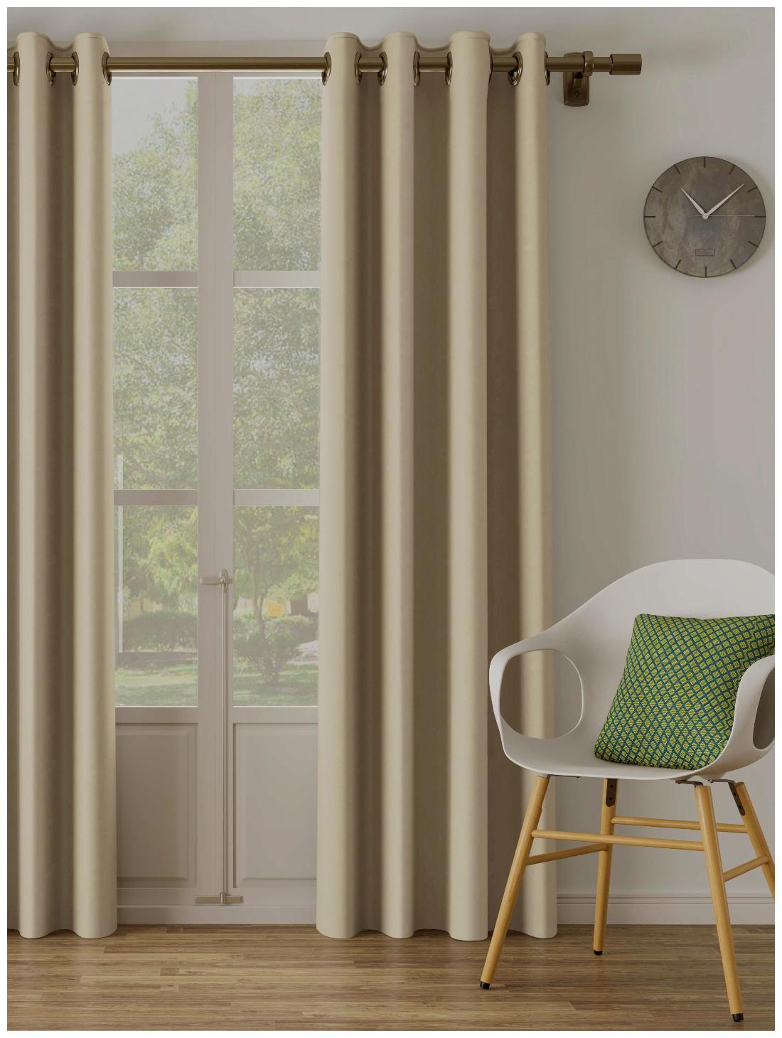 

D Decor Live Beautiful Poly Cotton Door Semi Transparent Beige Regular Curtain ( Eyelet Closure Plain )