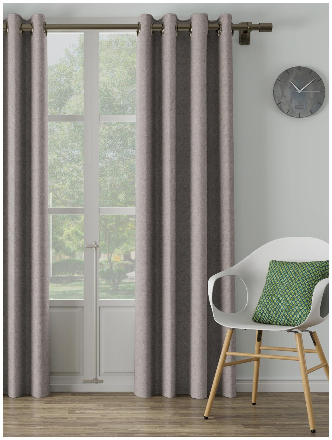 

D Decor Live Beautiful Poly Cotton Door Semi Transparent Grey Regular Curtain ( Eyelet Closure Plain )