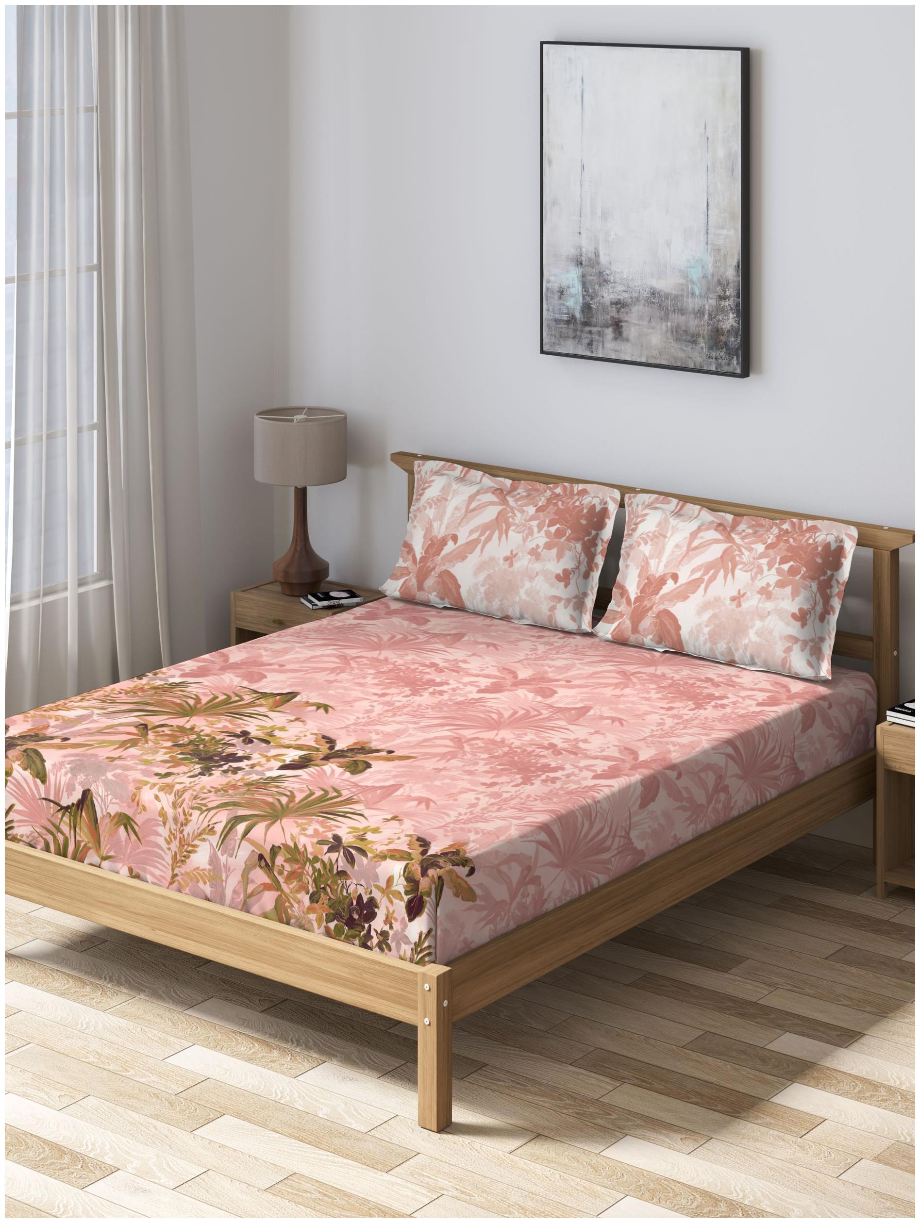 

D Decor Live Beautiful Cotton Floral King Size Bedsheet 150 TC ( 1 Bedsheet With 2 Pillow Covers Pink )