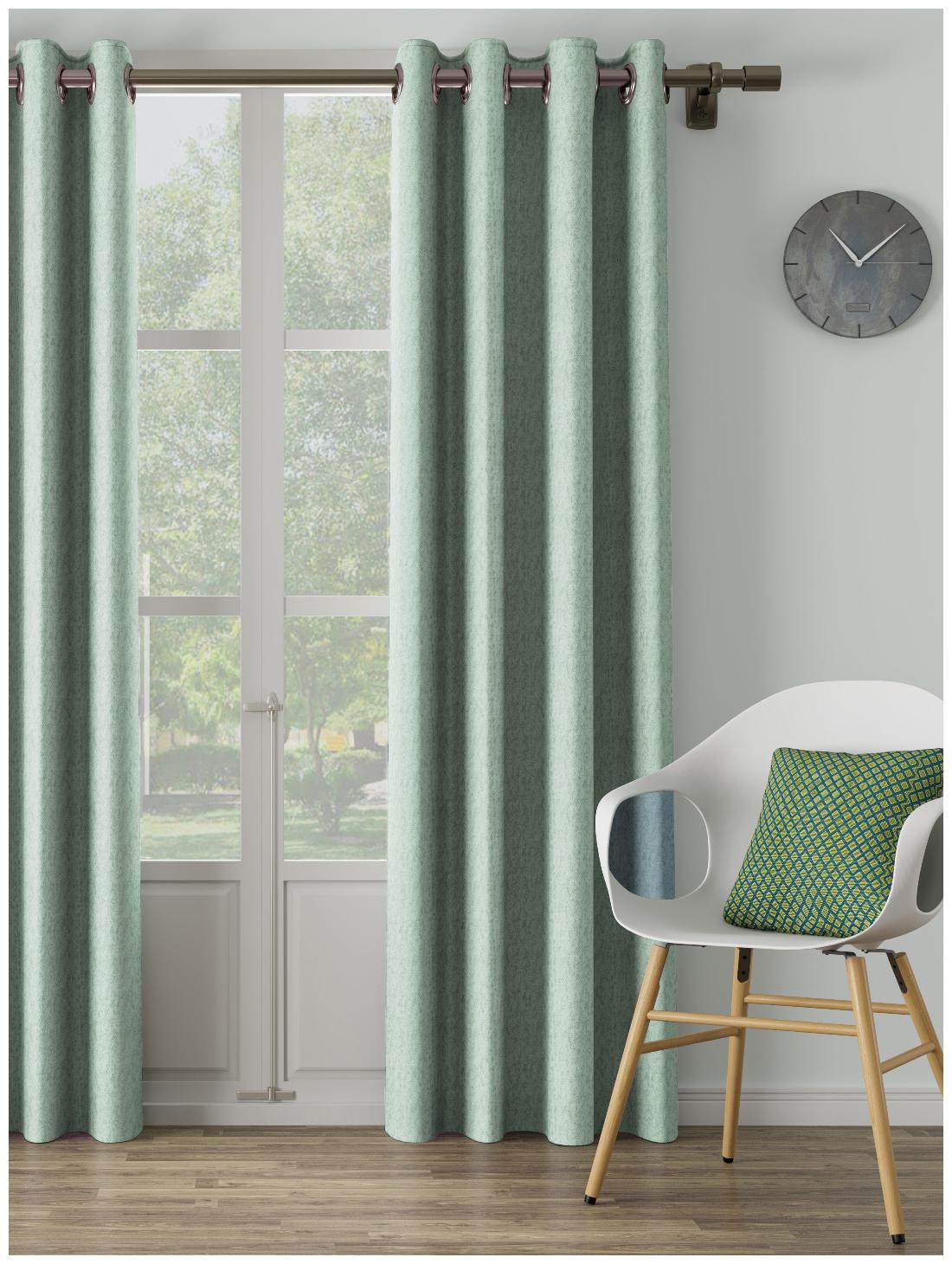 

D Decor Live Beautiful Poly Cotton Long Door Semi Transparent Turquoise Regular Curtain ( Eyelet Closure Plain )