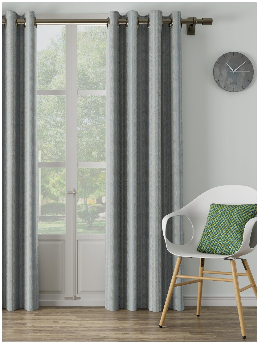 

D Decor Live Beautiful Poly Cotton Door Semi Transparent Blue Regular Curtain ( Eyelet Closure Plain )