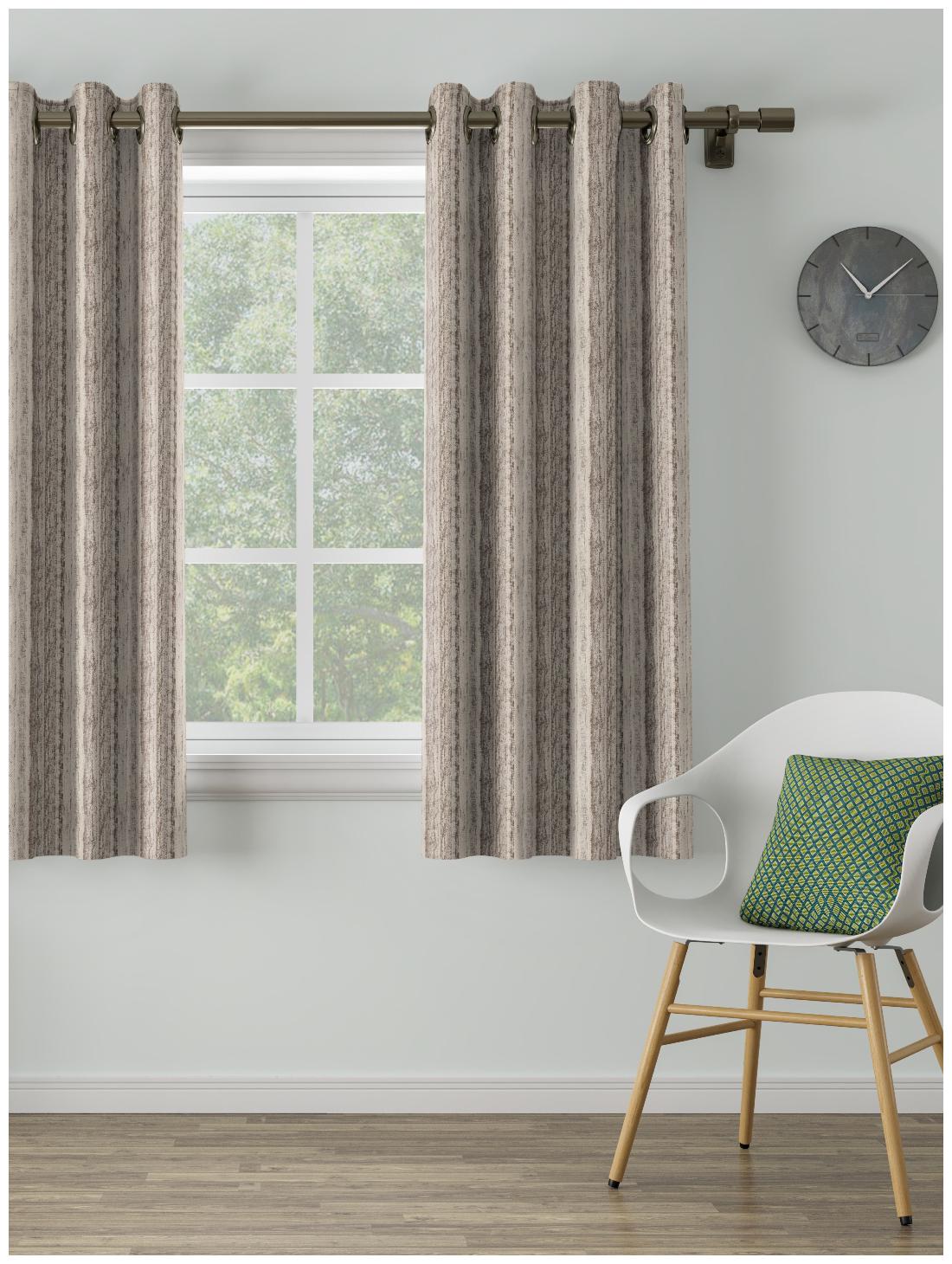 

D Decor Live Beautiful Poly Cotton Window Semi Transparent Beige Regular Curtain ( Eyelet Closure Plain )