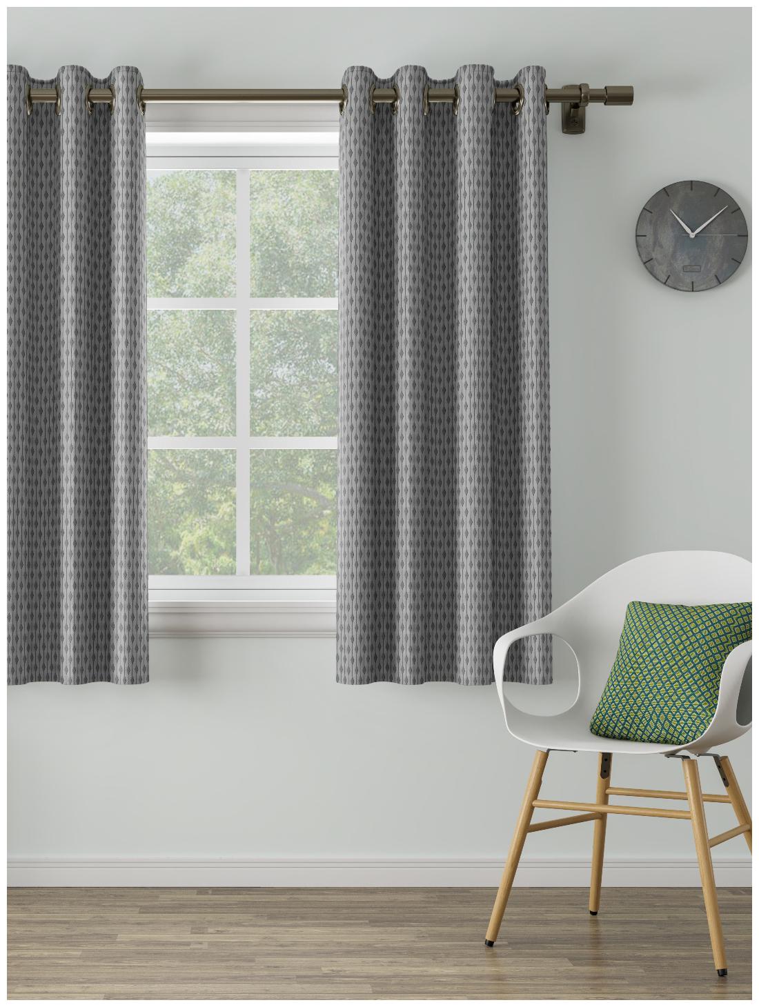 

D Decor Live Beautiful Poly Cotton Window Semi Transparent Silver Regular Curtain ( Eyelet Closure Plain )