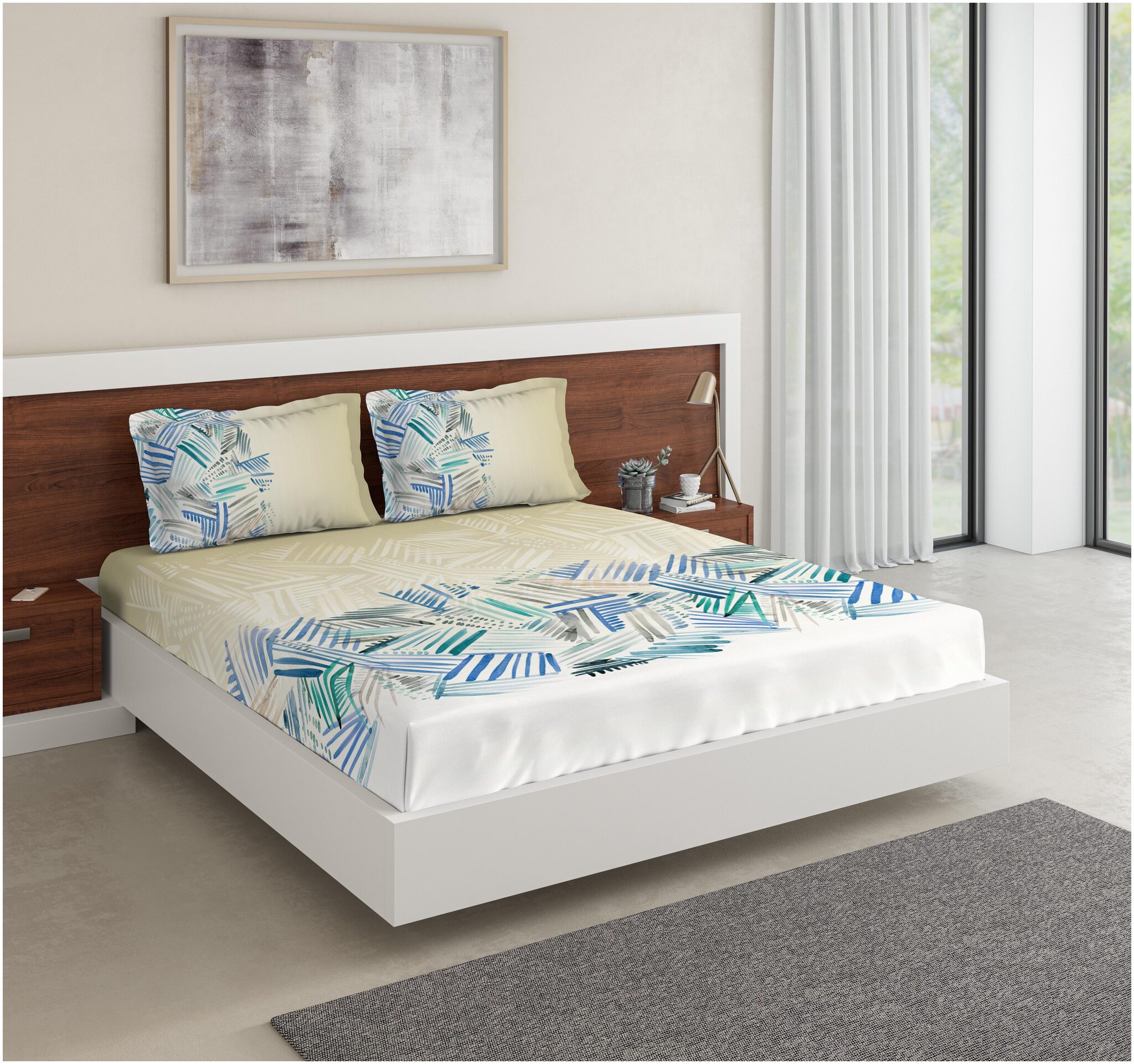 

D Decor Live Beautiful Cotton Abstract King Size Bedsheet 136 TC ( 1 Bedsheet With 2 Pillow Covers Multi )