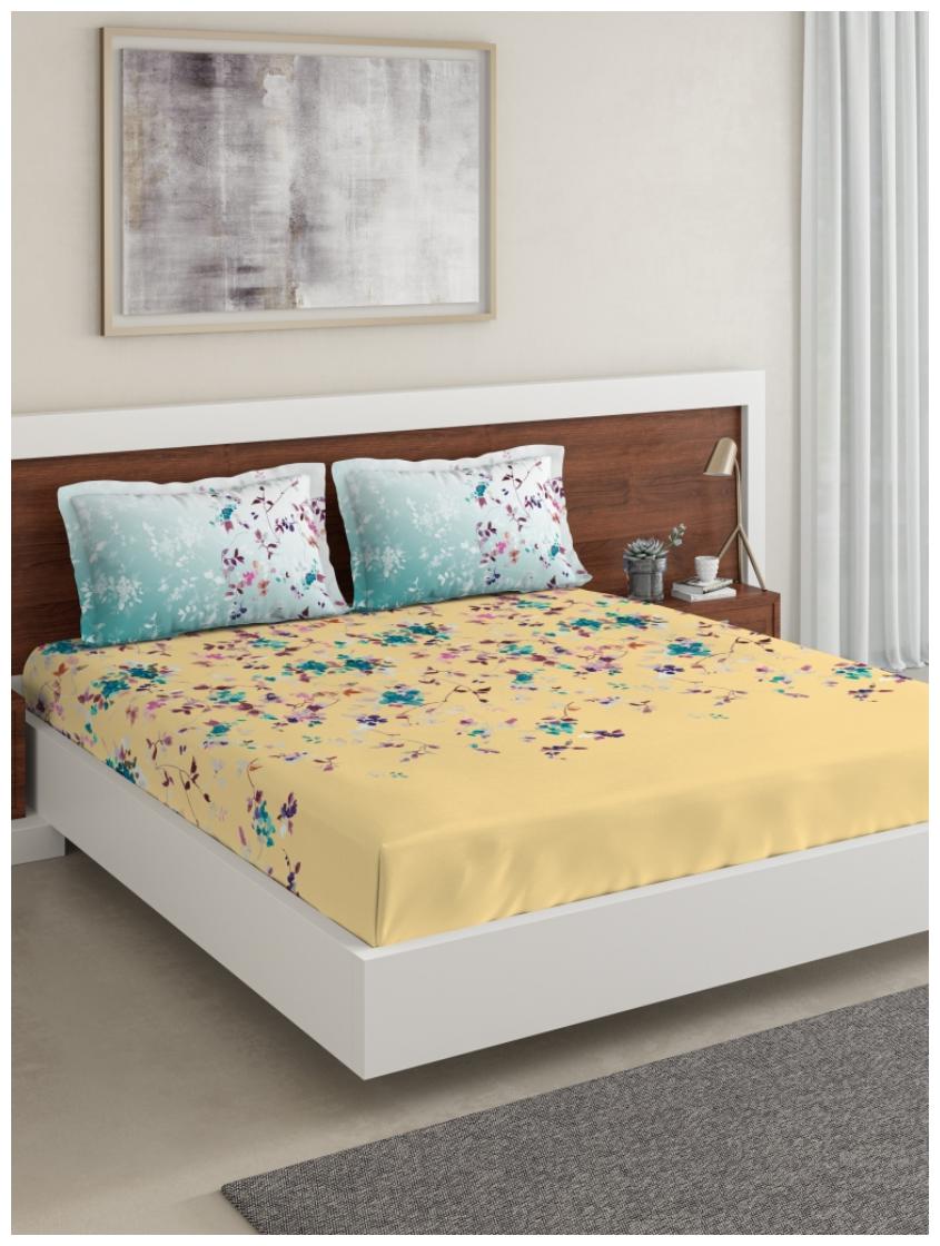 

D Decor Live Beautiful Cotton Floral Double Size Bedsheet 136 TC ( 1 Bedsheet With 2 Pillow Covers Multi )