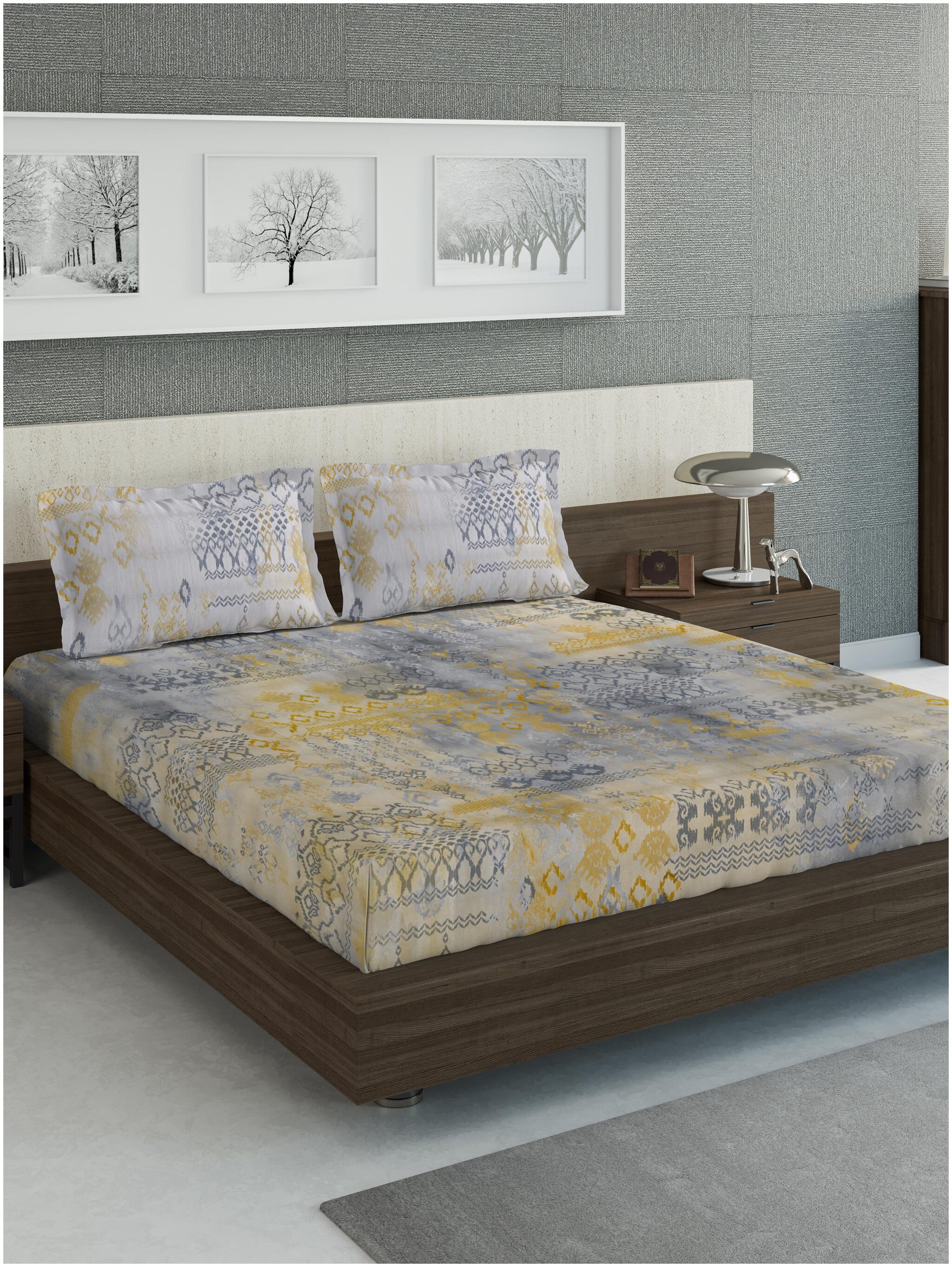 

D Decor Live Beautiful Cotton Paisley Queen Size Bedsheet 136 TC ( 1 Bedsheet With 2 Pillow Covers Multi )