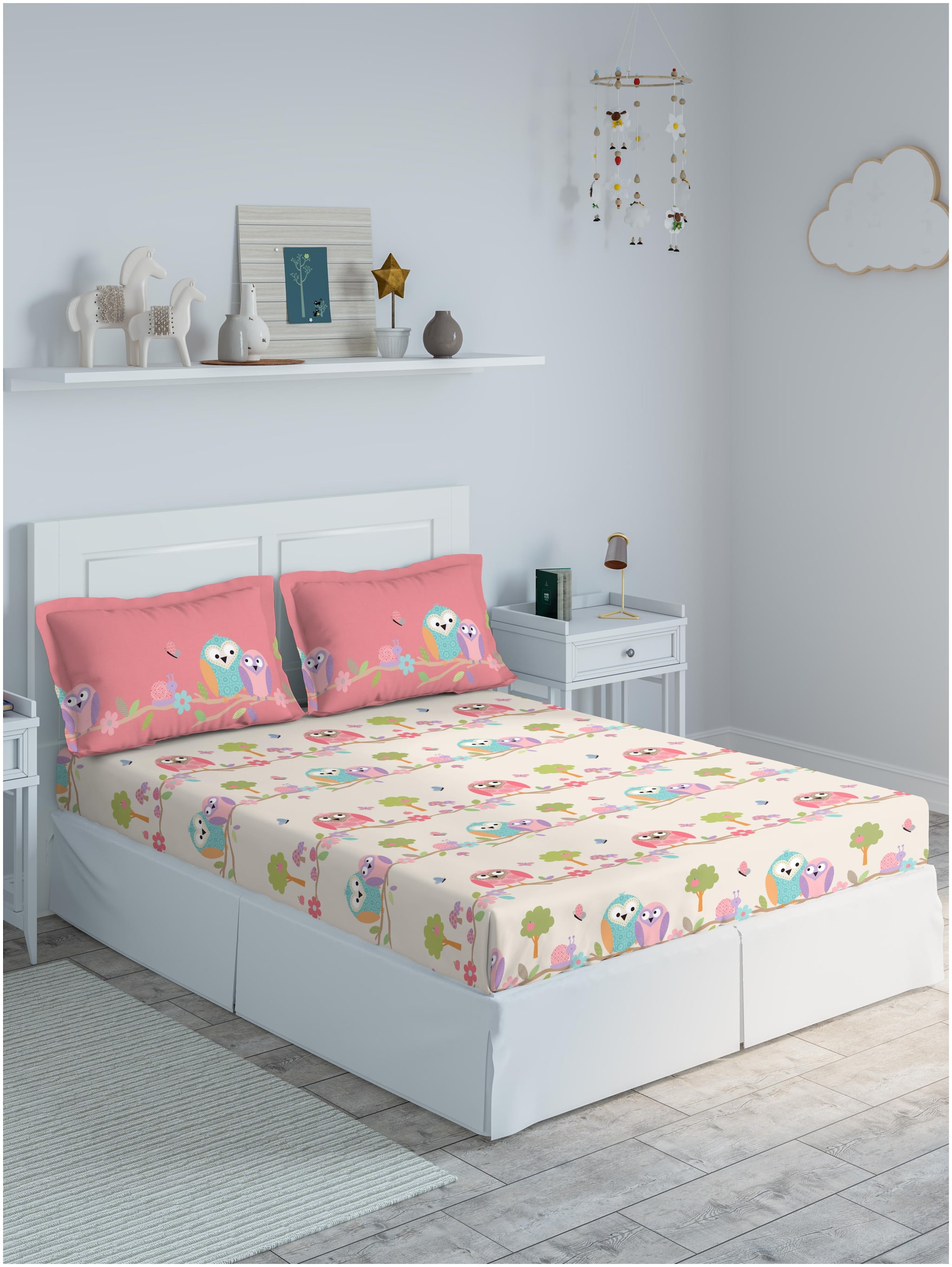 

D Decor Live Beautiful Cotton Printed Single Size Bedsheet 136 TC ( 1 Bedsheet With 2 Pillow Covers Multi )