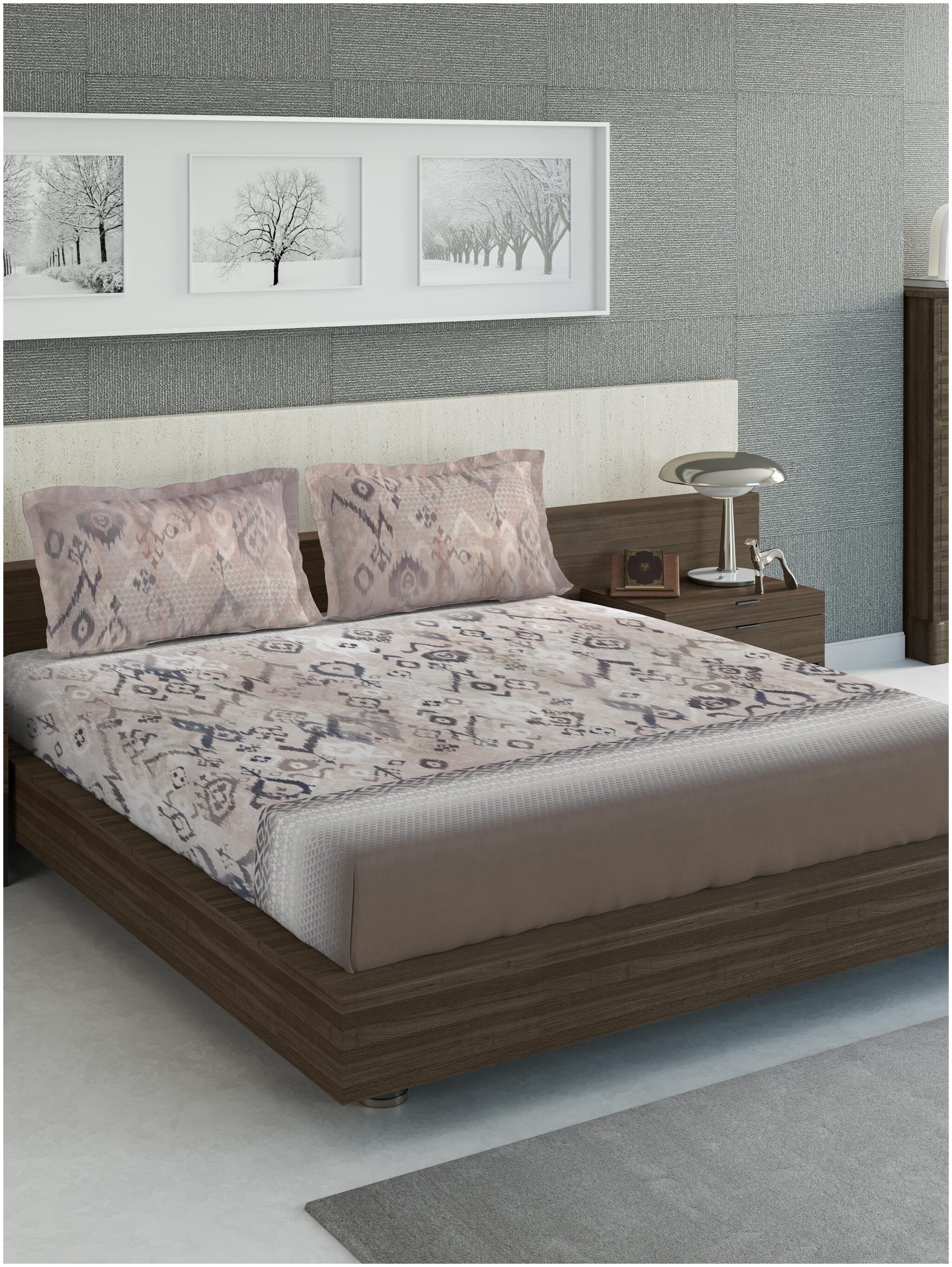 

D Decor Live Beautiful Cotton Abstract Queen Size Bedsheet 136 TC ( 1 Bedsheet With 2 Pillow Covers Multi )