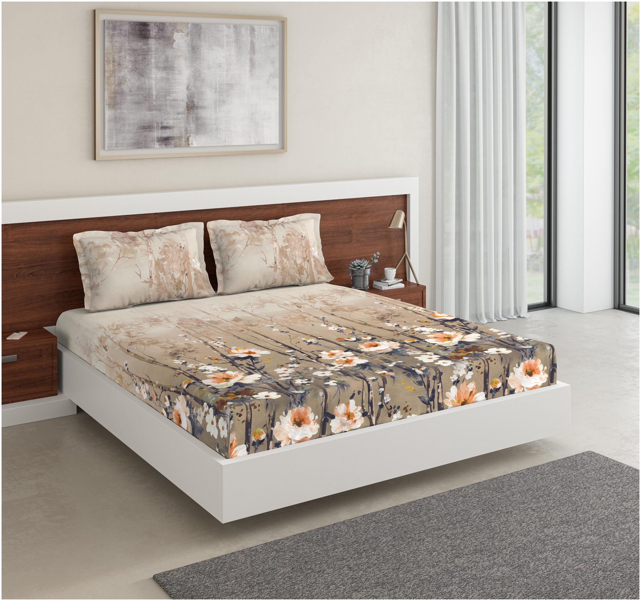 

D Decor Live Beautiful Cotton Floral Double Size Bedsheet 136 TC ( 1 Bedsheet With 2 Pillow Covers Multi )