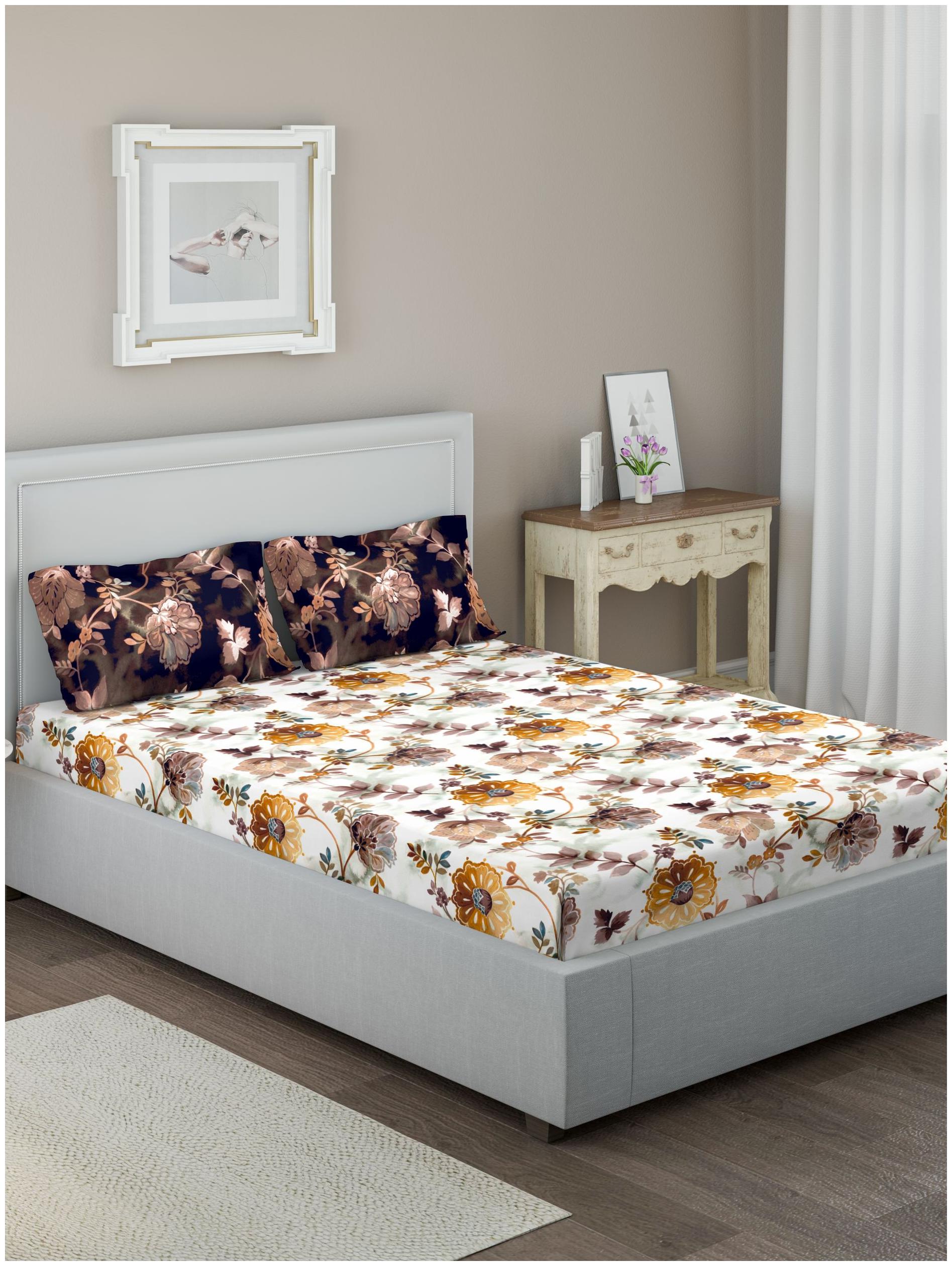 

D Decor Live Beautiful Cotton Floral Double Size Bedsheet 144 TC ( 1 Bedsheet With 2 Pillow Covers Multi )
